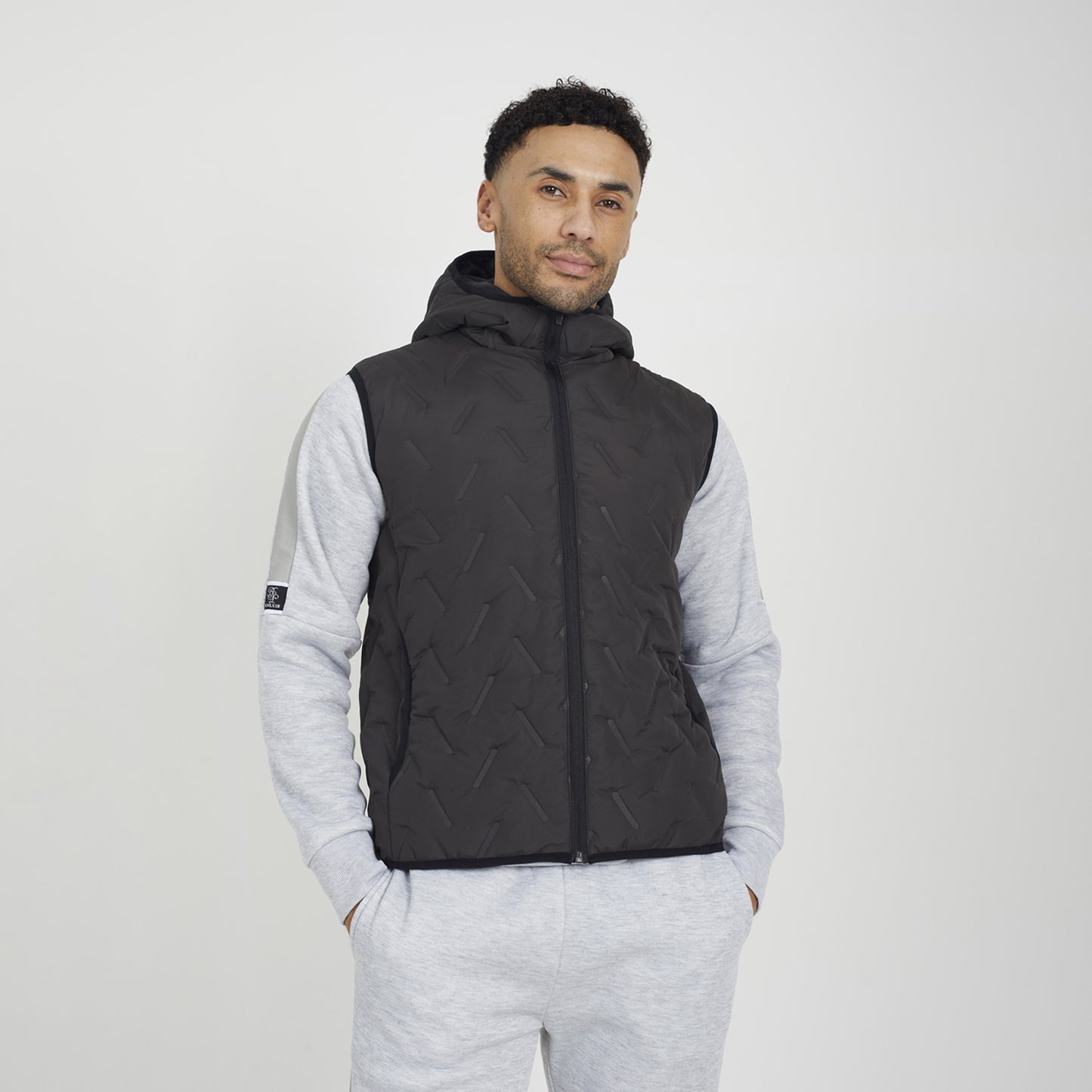 Brave Soul Charcoal Heat Seal Padded Hooded Gilet - Charcoal Image 1