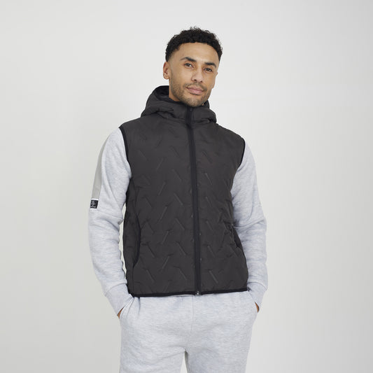 Brave Soul Charcoal Heat Seal Padded Hooded Gilet - Charcoal Image 1