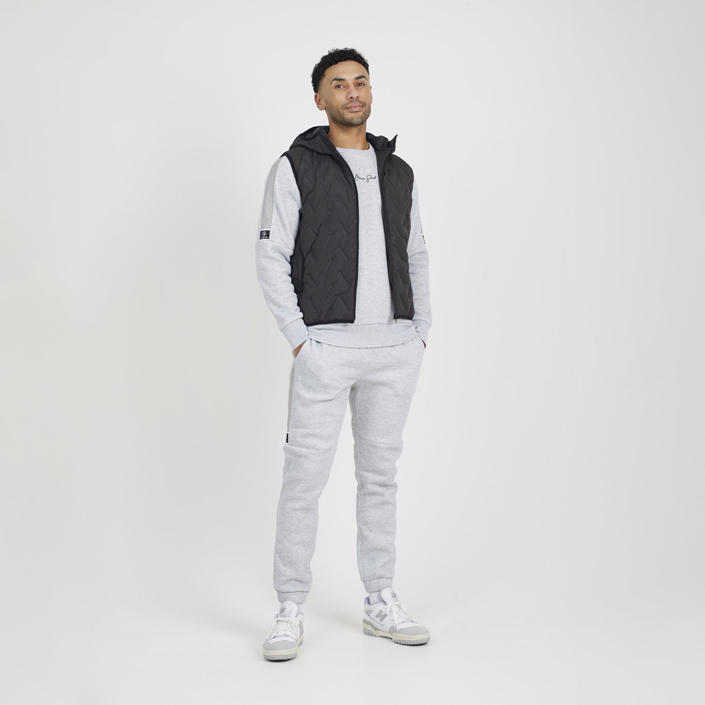 Brave Soul Charcoal Heat Seal Padded Hooded Gilet - Charcoal Image 3