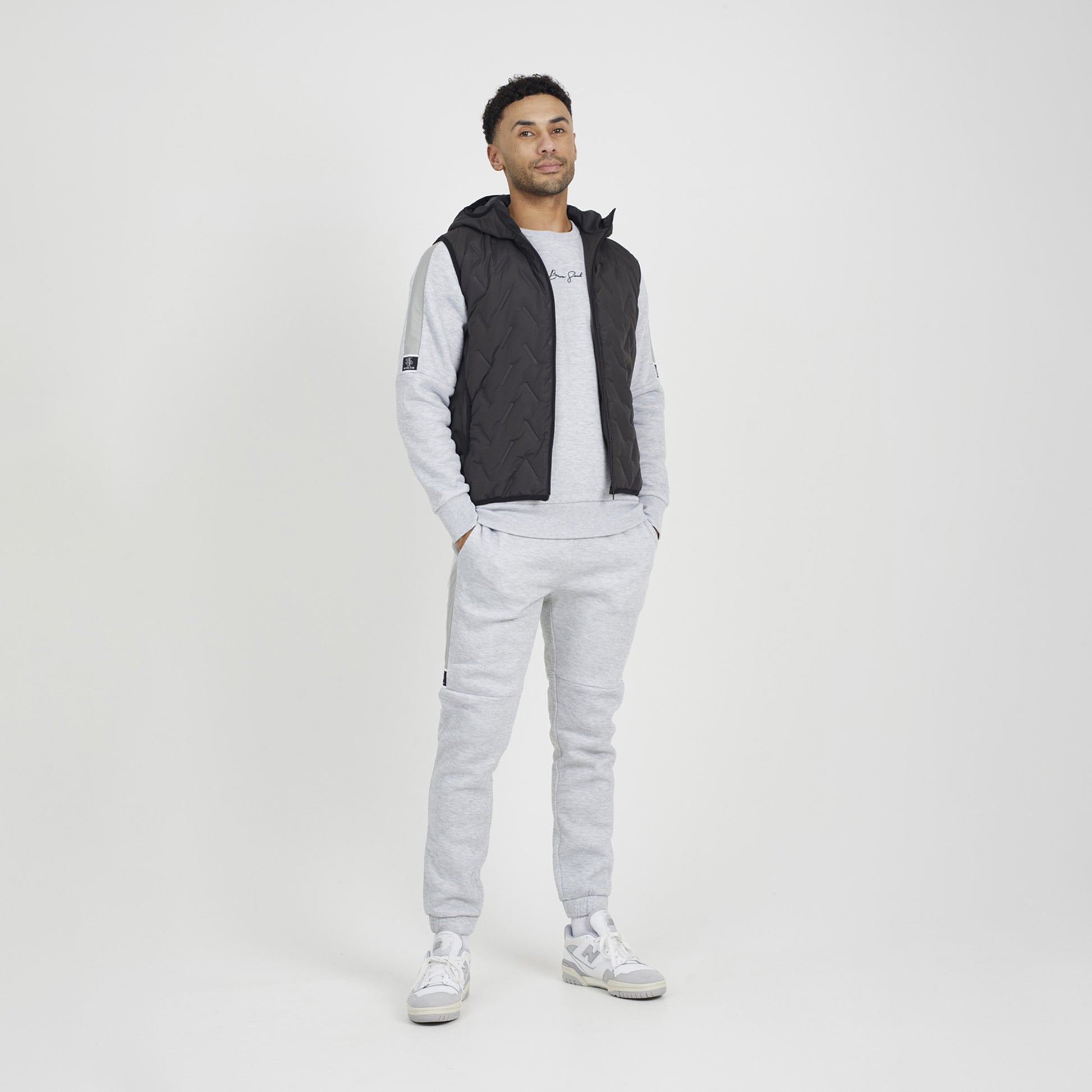 Brave Soul Charcoal Heat Seal Padded Hooded Gilet - Charcoal Image 3