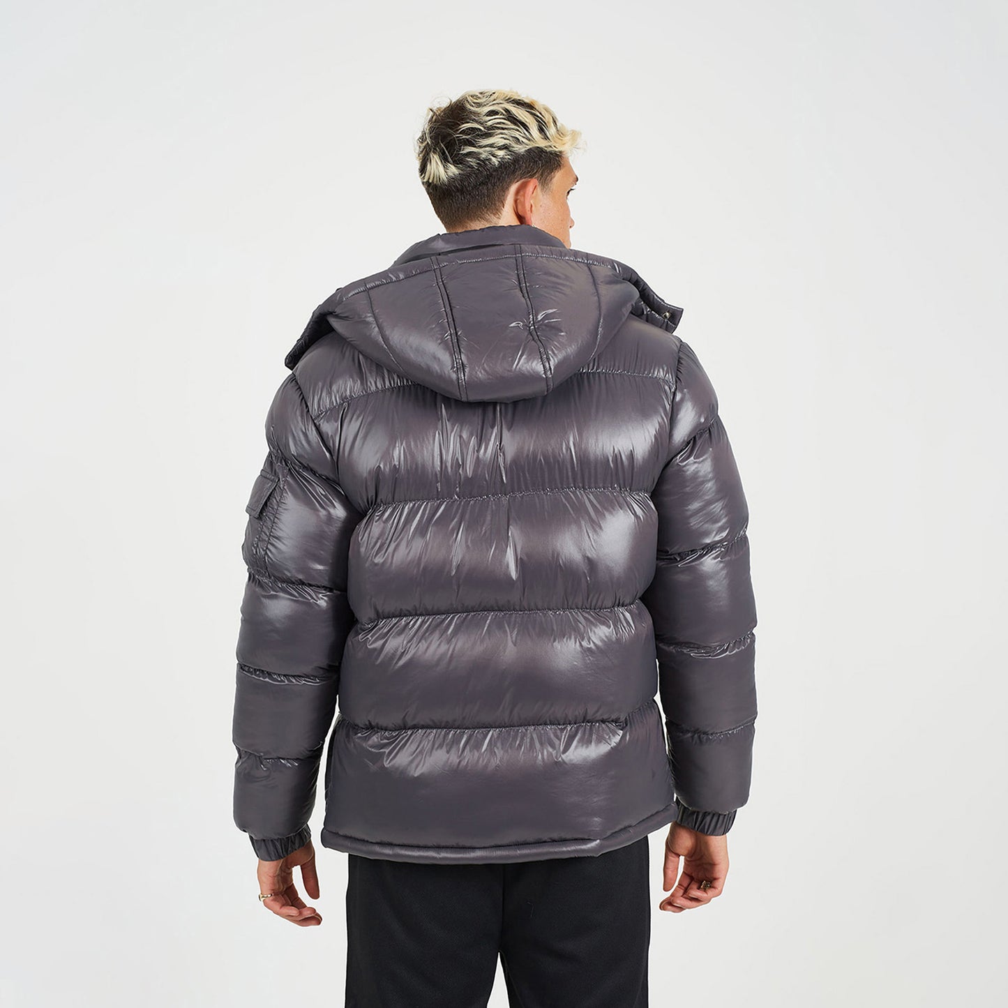 Brave Soul Grey Hooded Padded Puffer Jacket with Detachable Hood - Grey Image 2