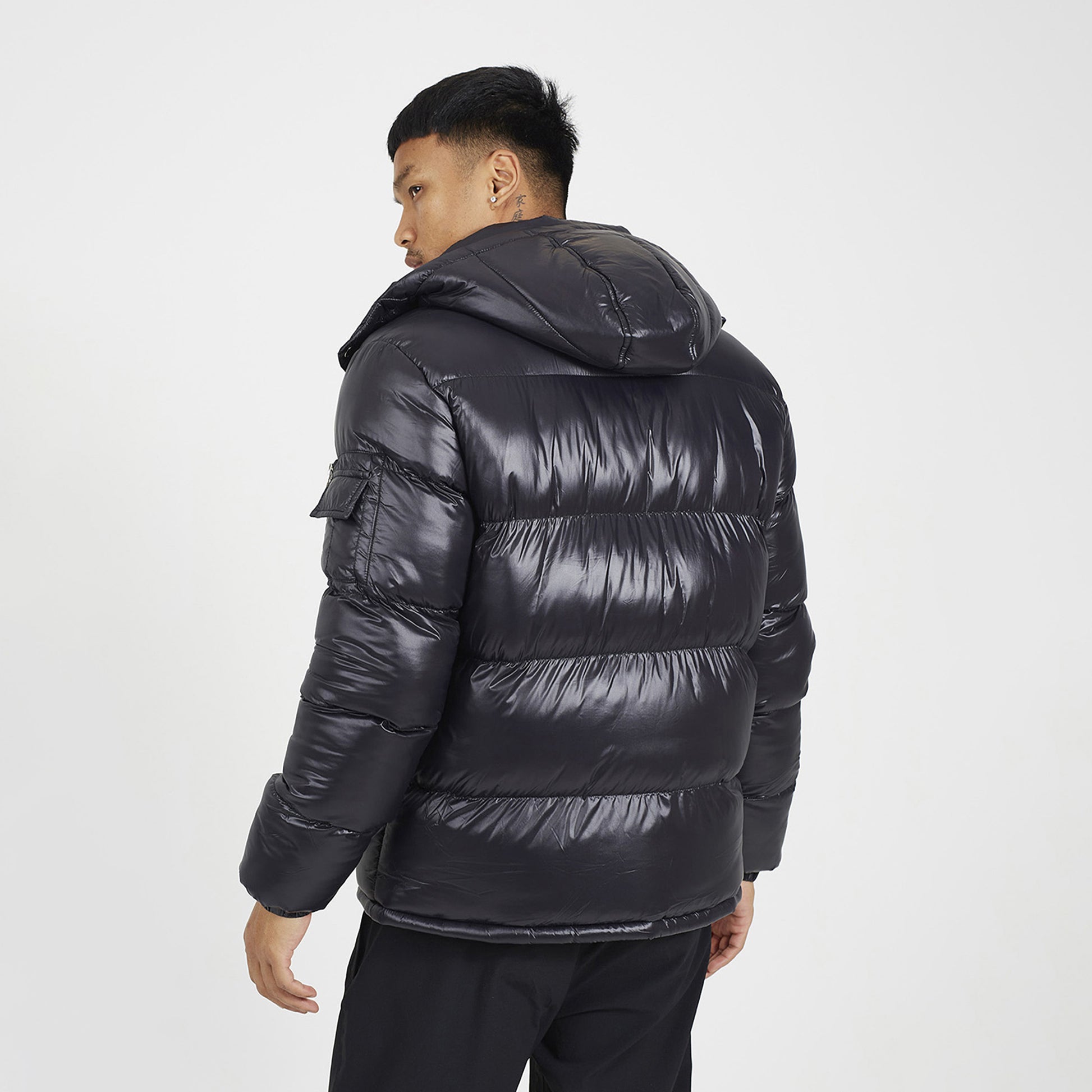 Brave Soul Black Hooded Padded Puffer Jacket with Detachable Hood - Black Image 2
