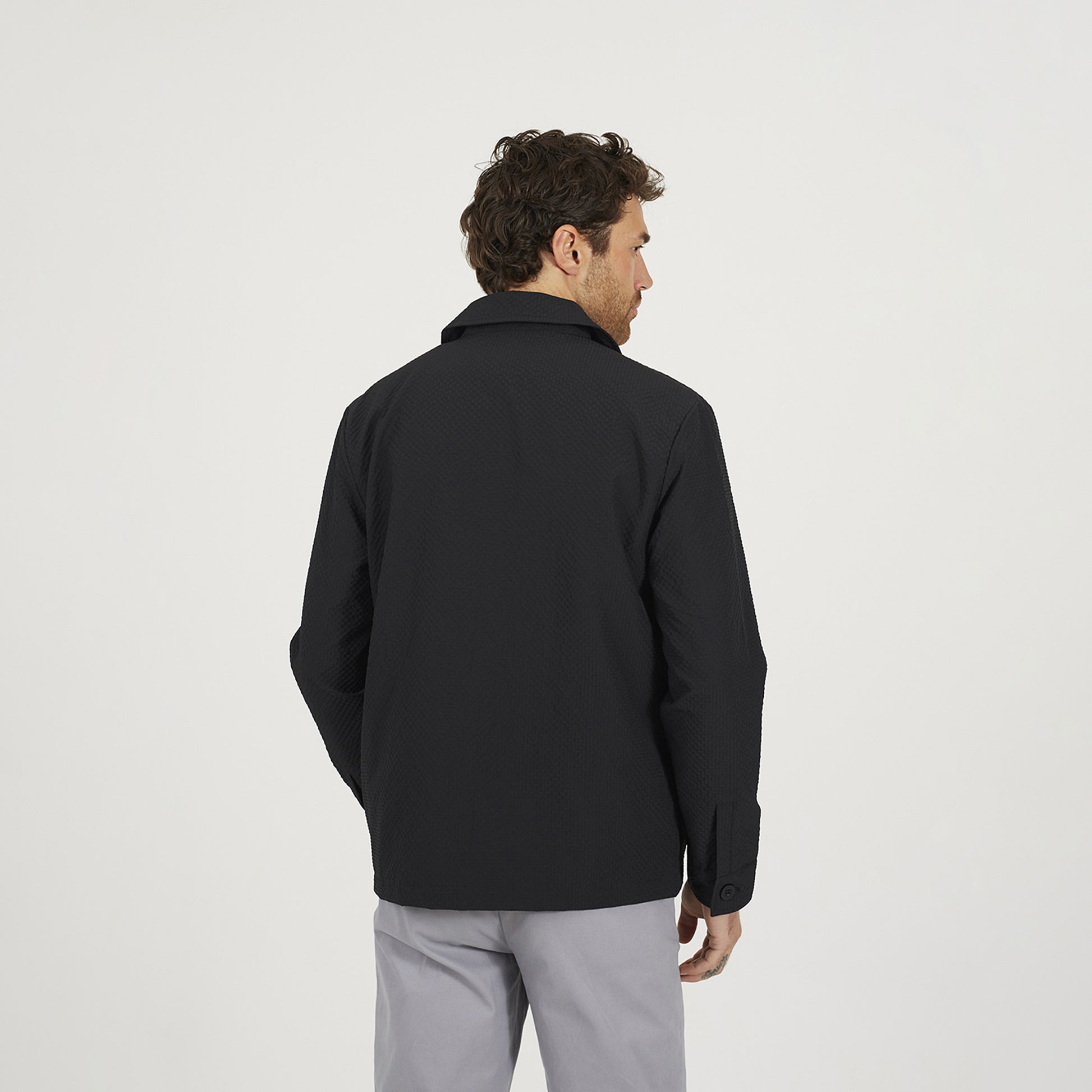 Brave Soul Black Seersucker Shacket - Black Image 2