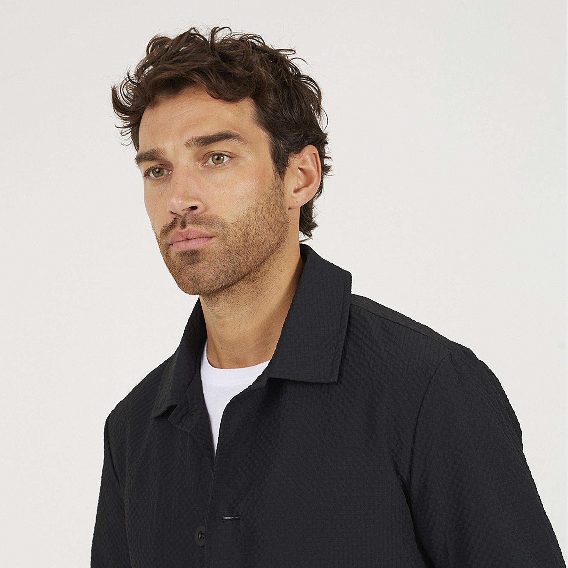 Brave Soul Black Seersucker Shacket - Black Image 4