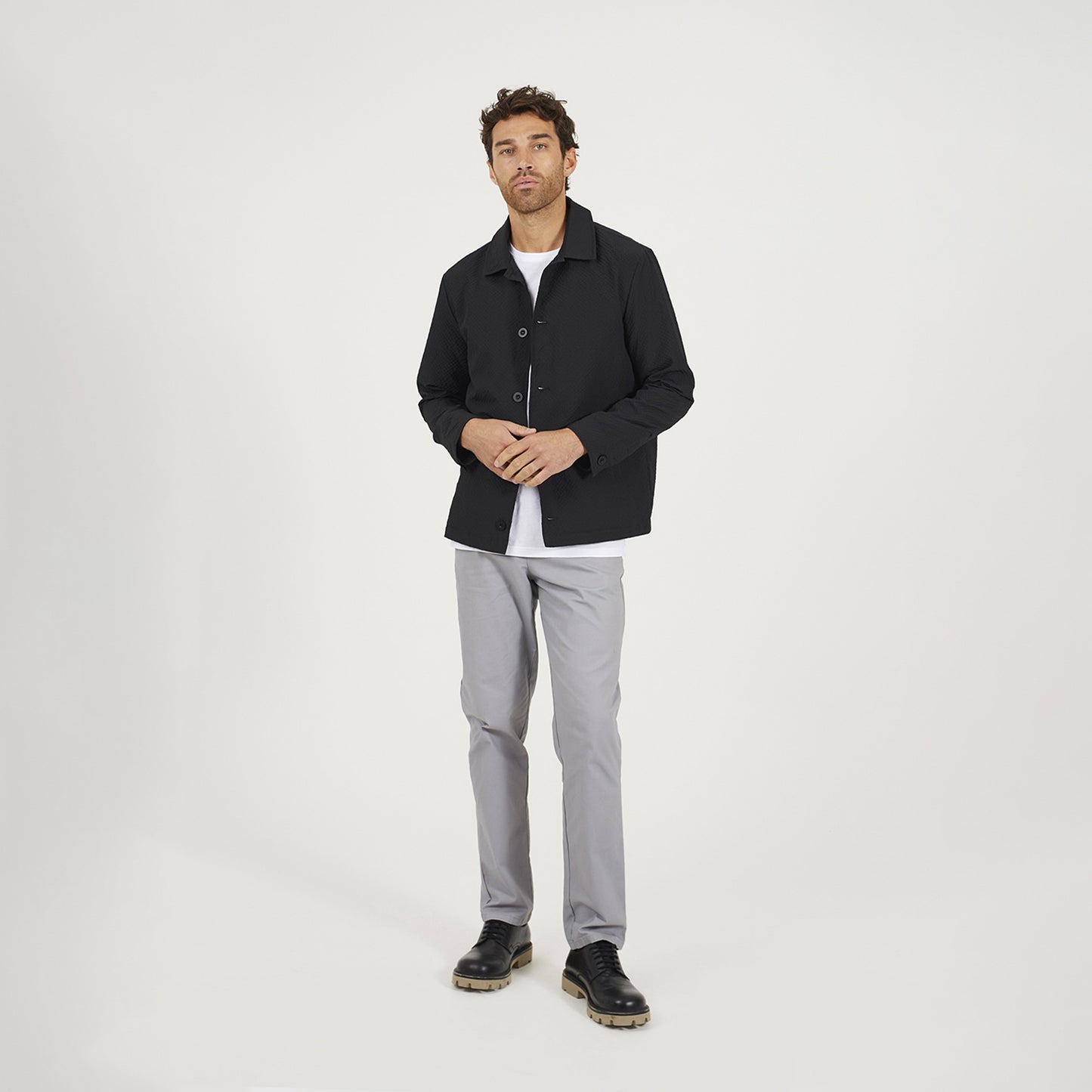 Brave Soul Black Seersucker Shacket - Black Image 3