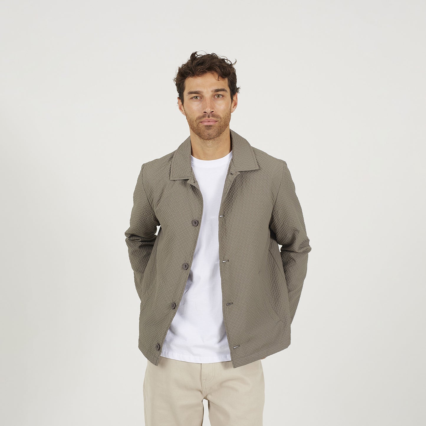 Brave Soul Green Seersucker Shacket - Green Image 1