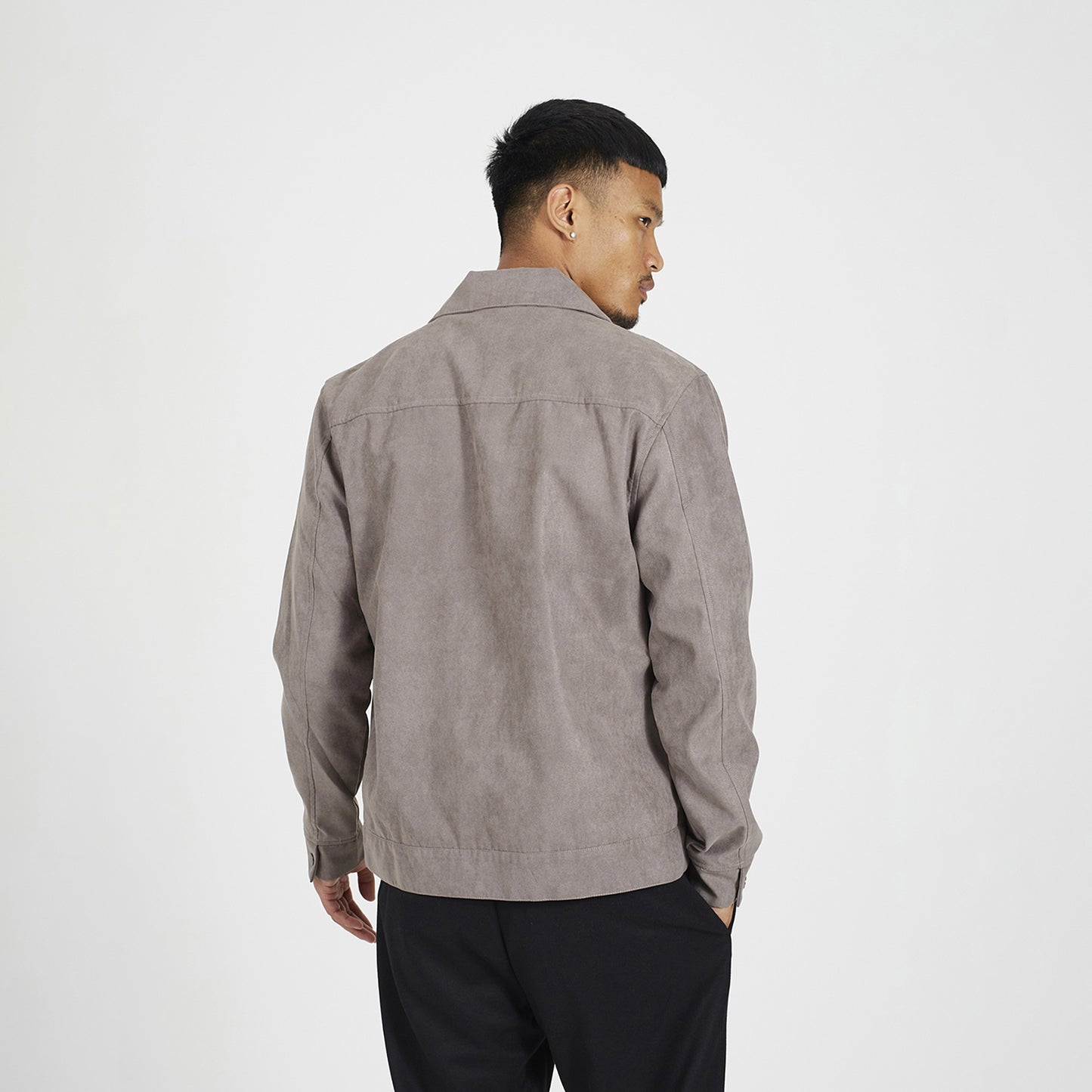 Brave Soul Taupe Faux Suede Patch Pocket Jacket - Taupe Image 2