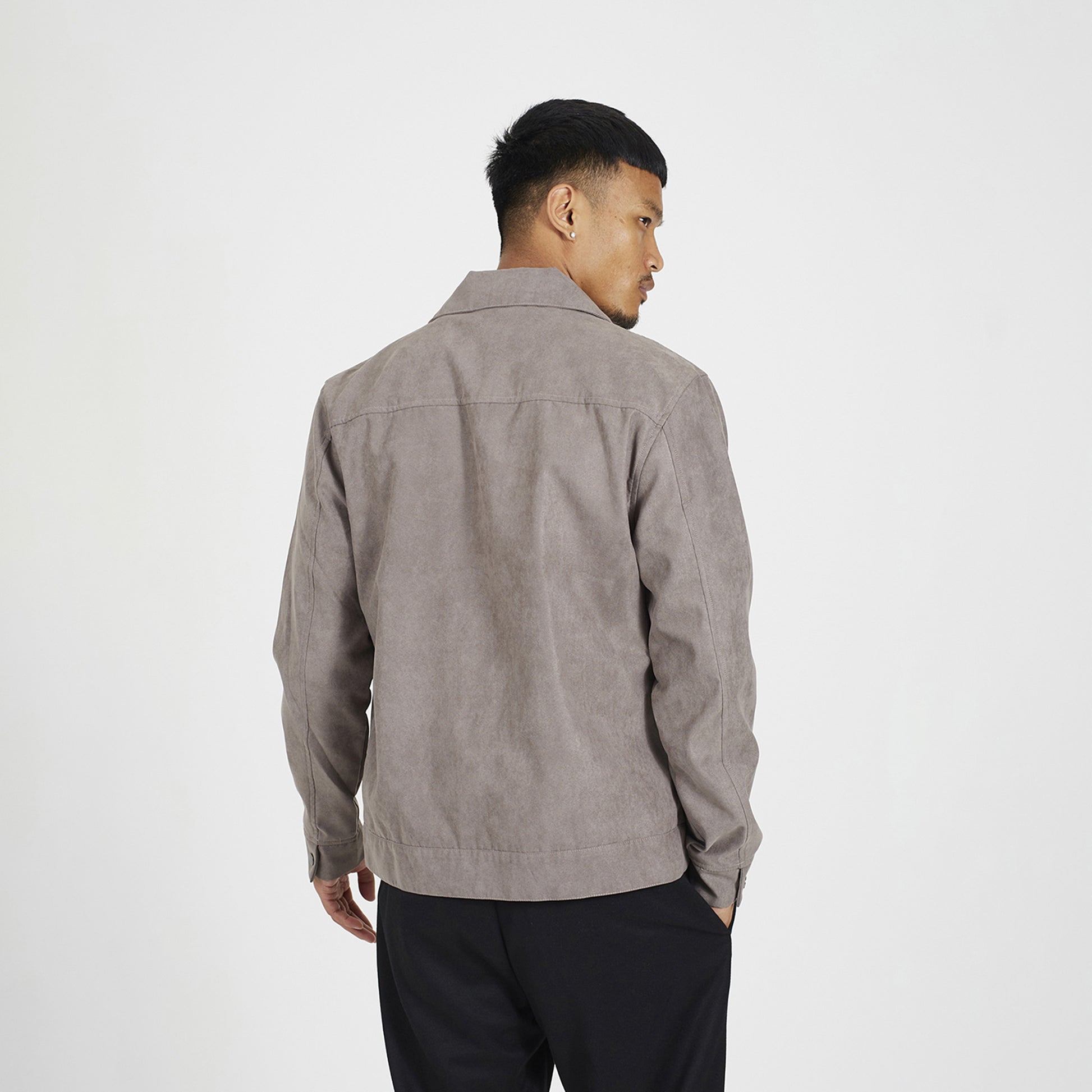 Brave Soul Taupe Faux Suede Patch Pocket Jacket - Taupe Image 2