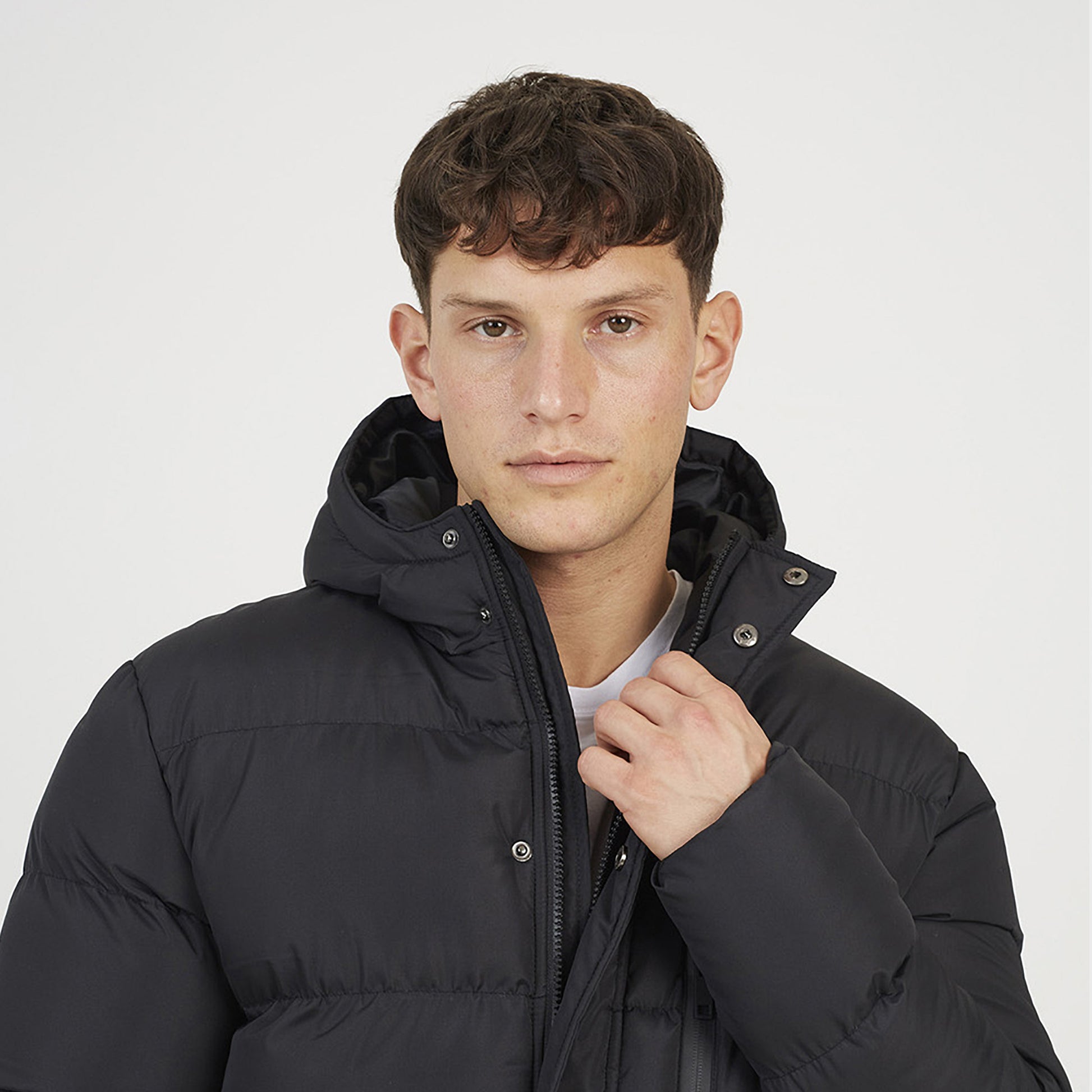 Brave Soul Black Longline Hooded Padded Jacket - Black Image 4