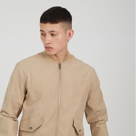 Brave Soul Stone Lightweight Bomber Jacket - Stone Image 1