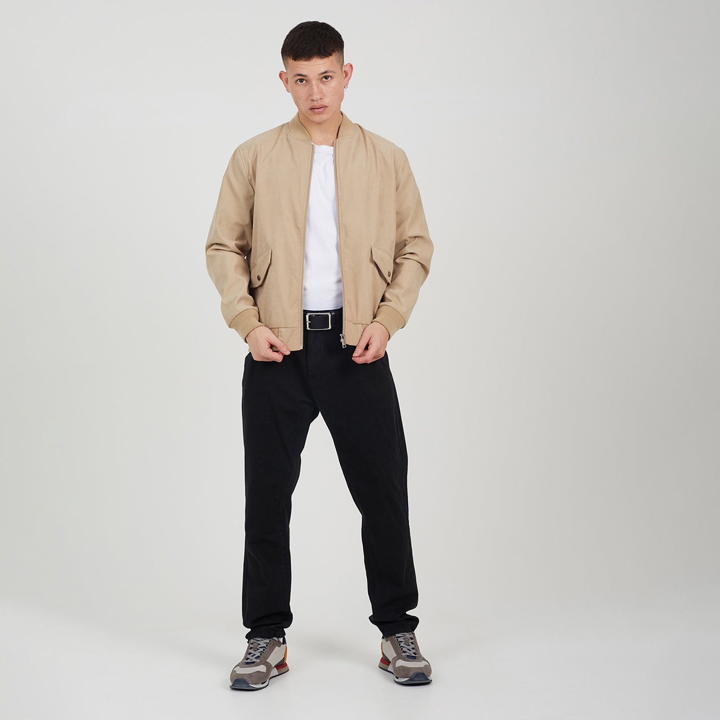 Brave Soul Stone Lightweight Bomber Jacket - Stone Image 3