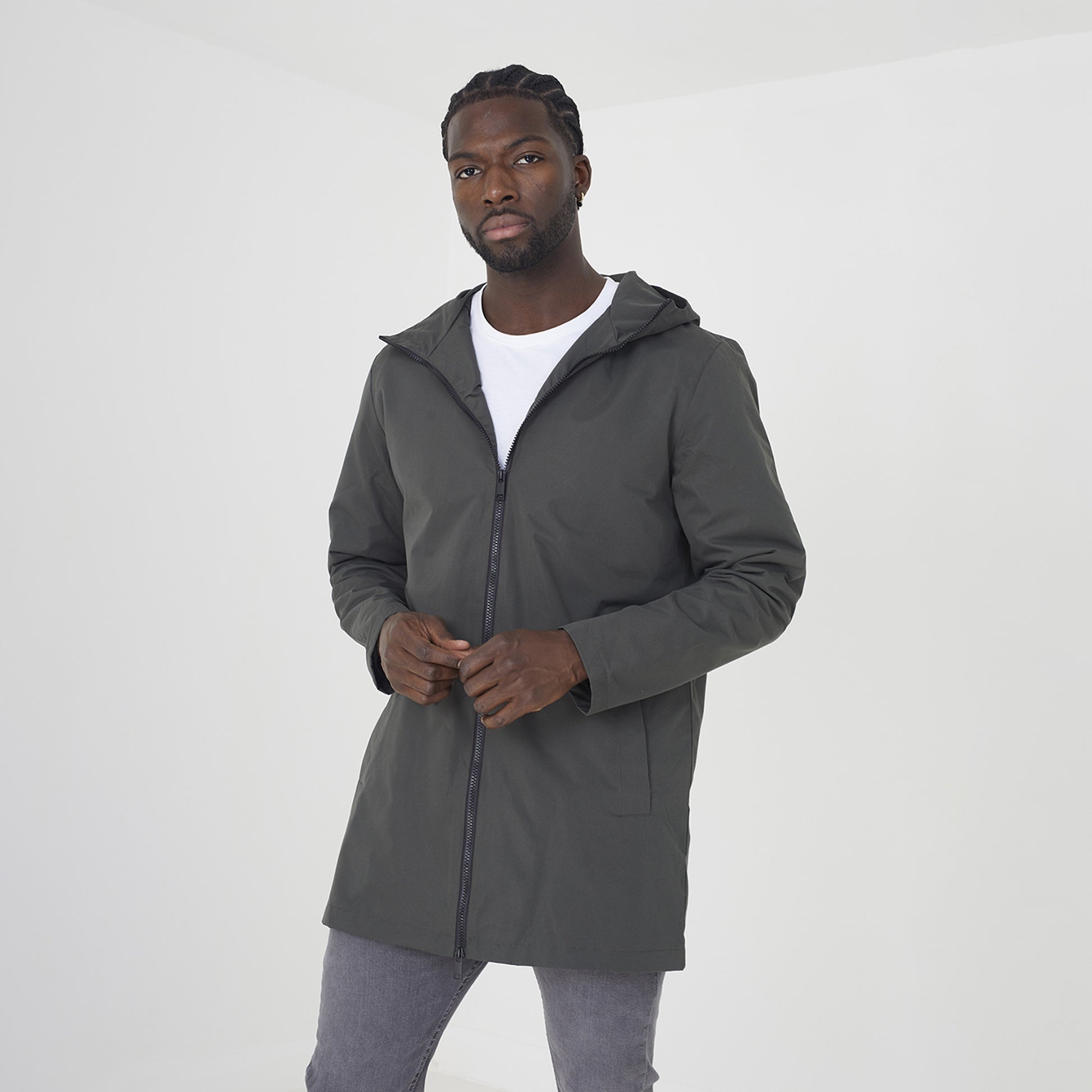 Brave Soul Khaki Zip Through Mac - Khaki Image 1