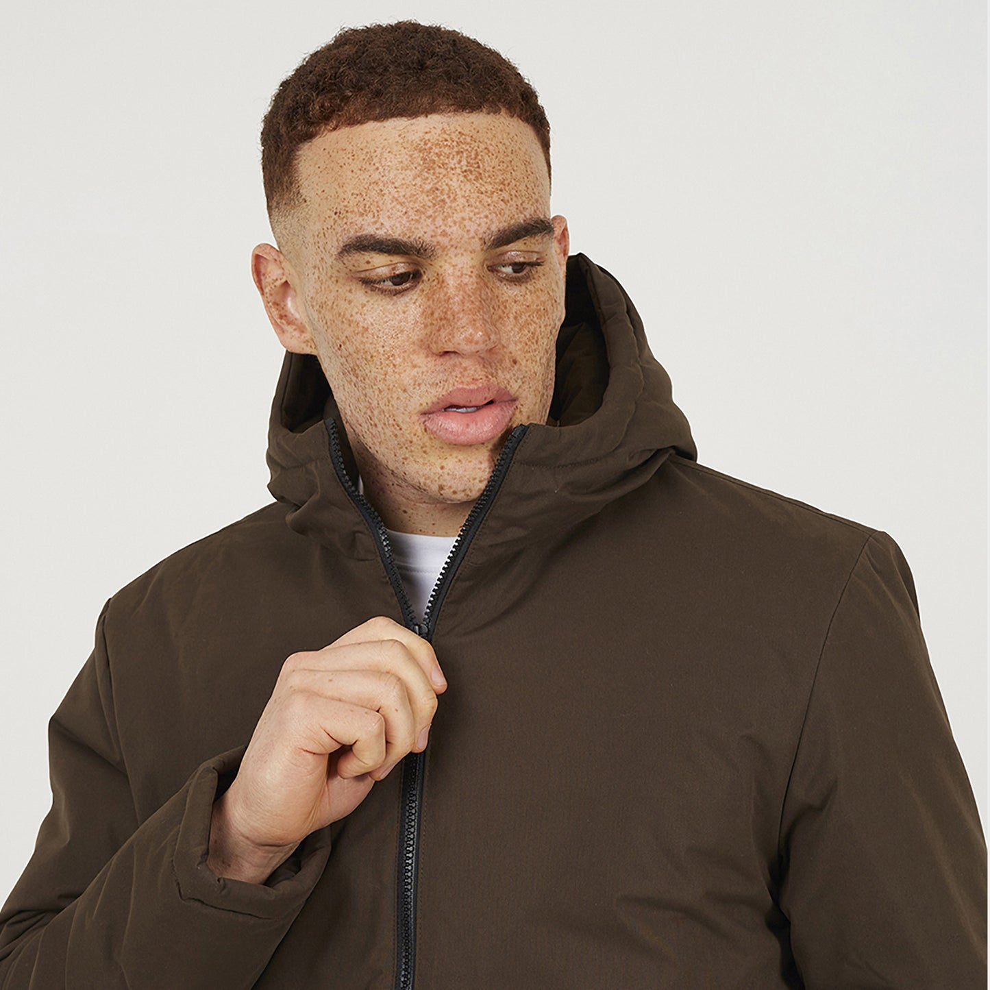 Brave Soul Brown Padded Zip Through Mac Coat - Brown Image 3