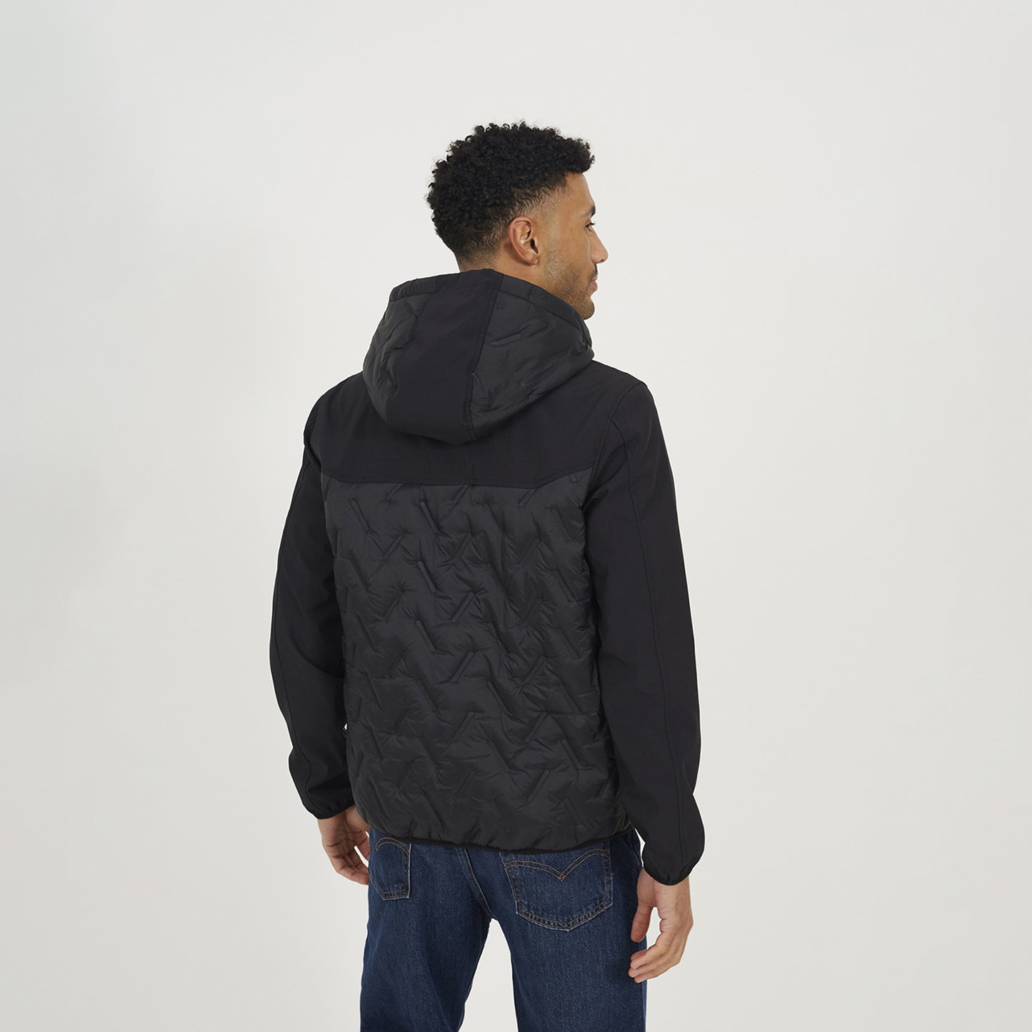 Brave Soul Black Quilted Hooded Zip-Up Jacket - Black Image 2
