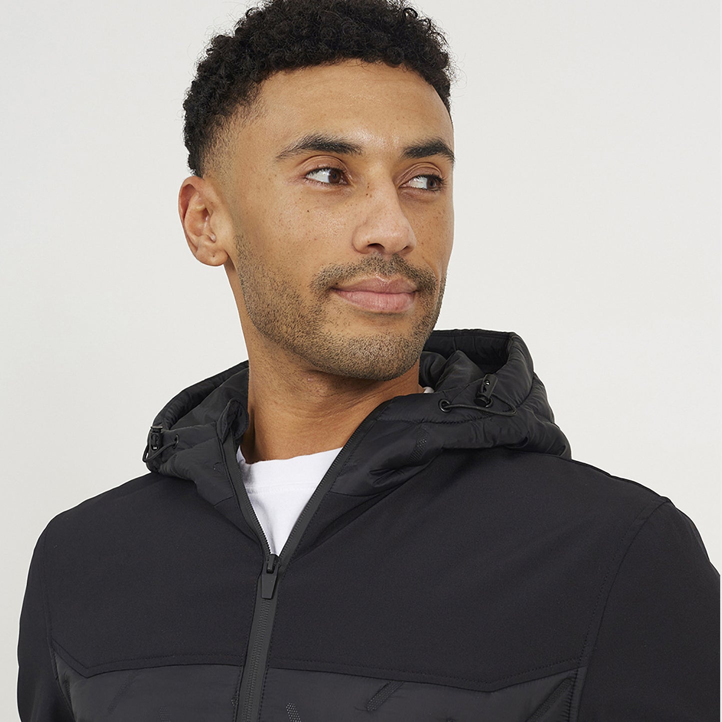 Brave Soul Black Quilted Hooded Zip-Up Jacket - Black Image 4
