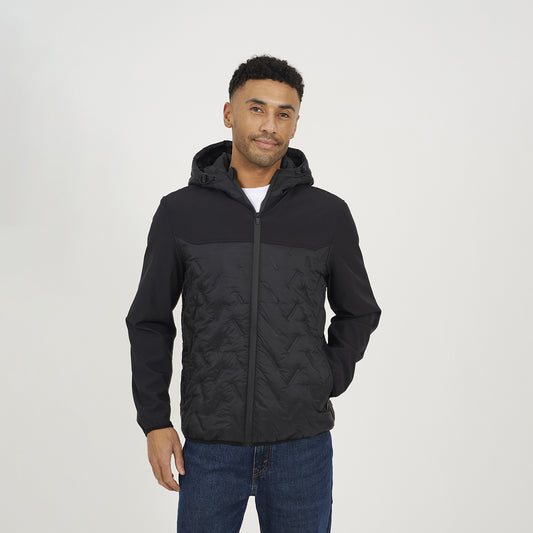 Brave Soul Black Quilted Hooded Zip-Up Jacket - Black Image 1