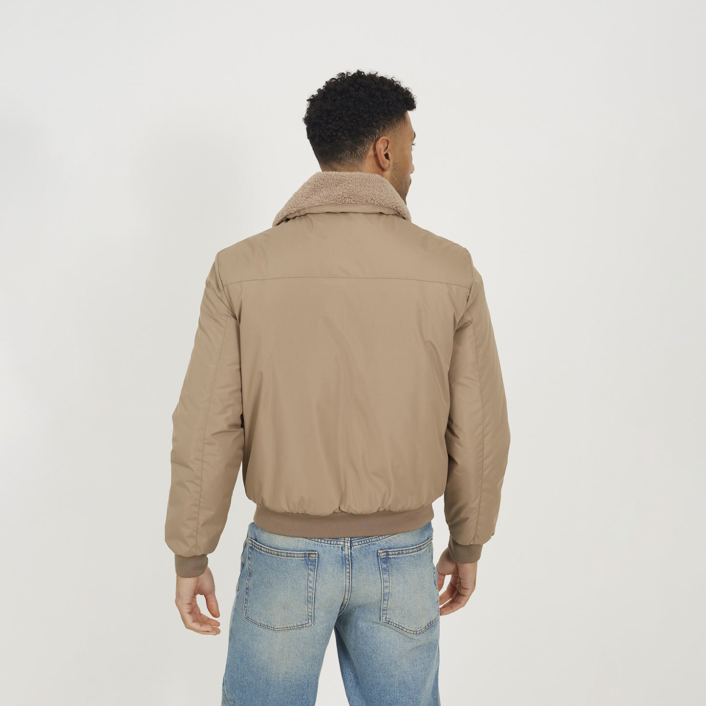 Brave Soul Stone Harrington Jacket with Borg Collar - Stone Image 2