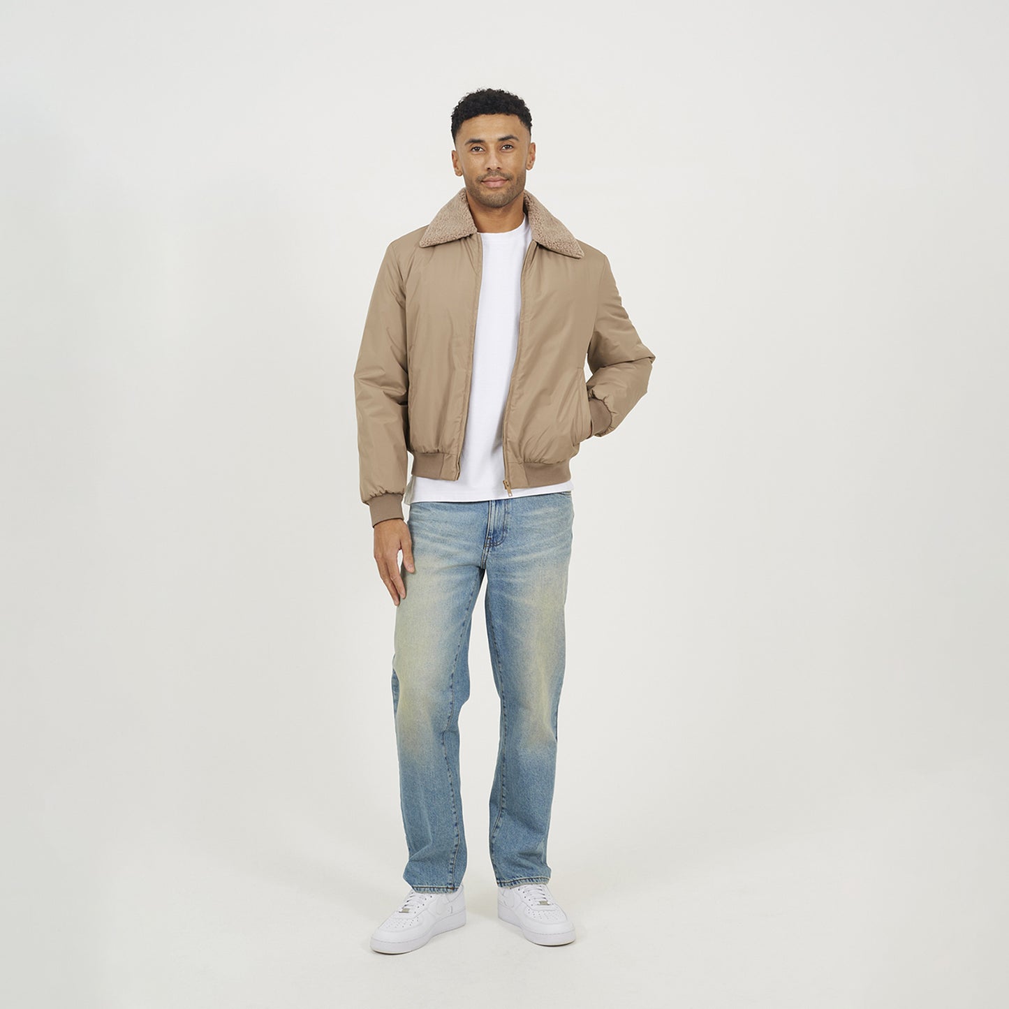 Brave Soul Stone Harrington Jacket with Borg Collar - Stone Image 3