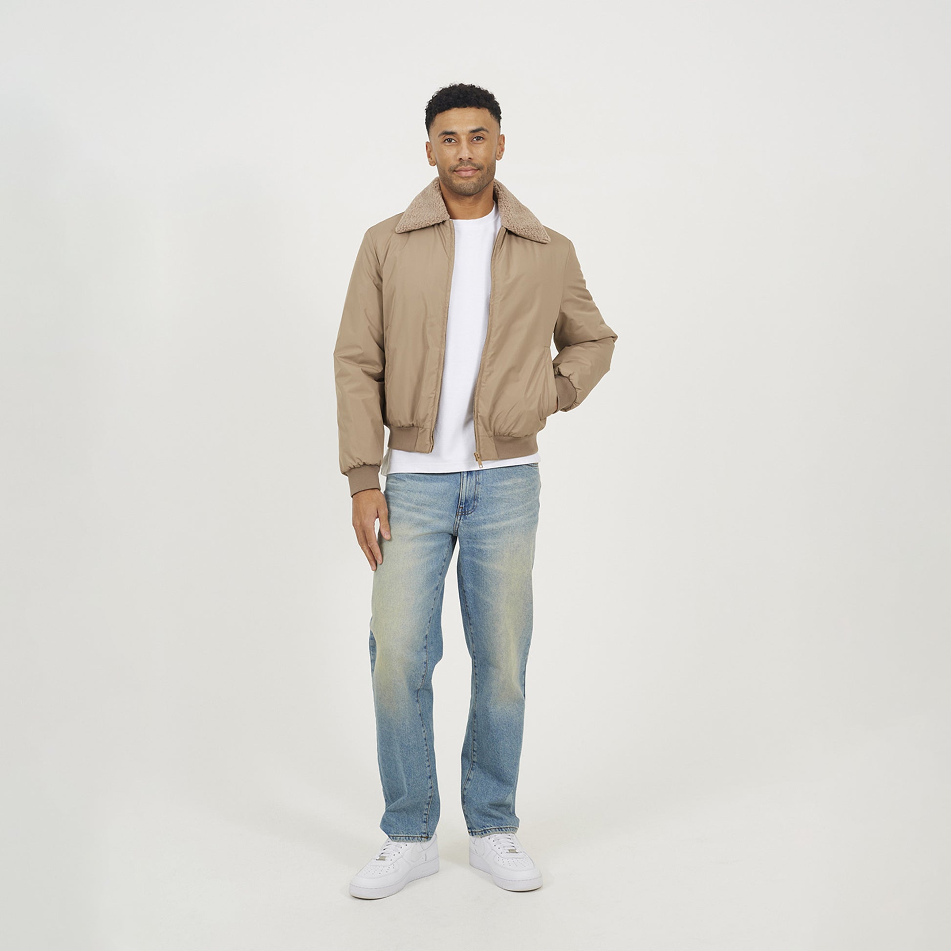 Brave Soul Stone Harrington Jacket with Borg Collar - Stone Image 3