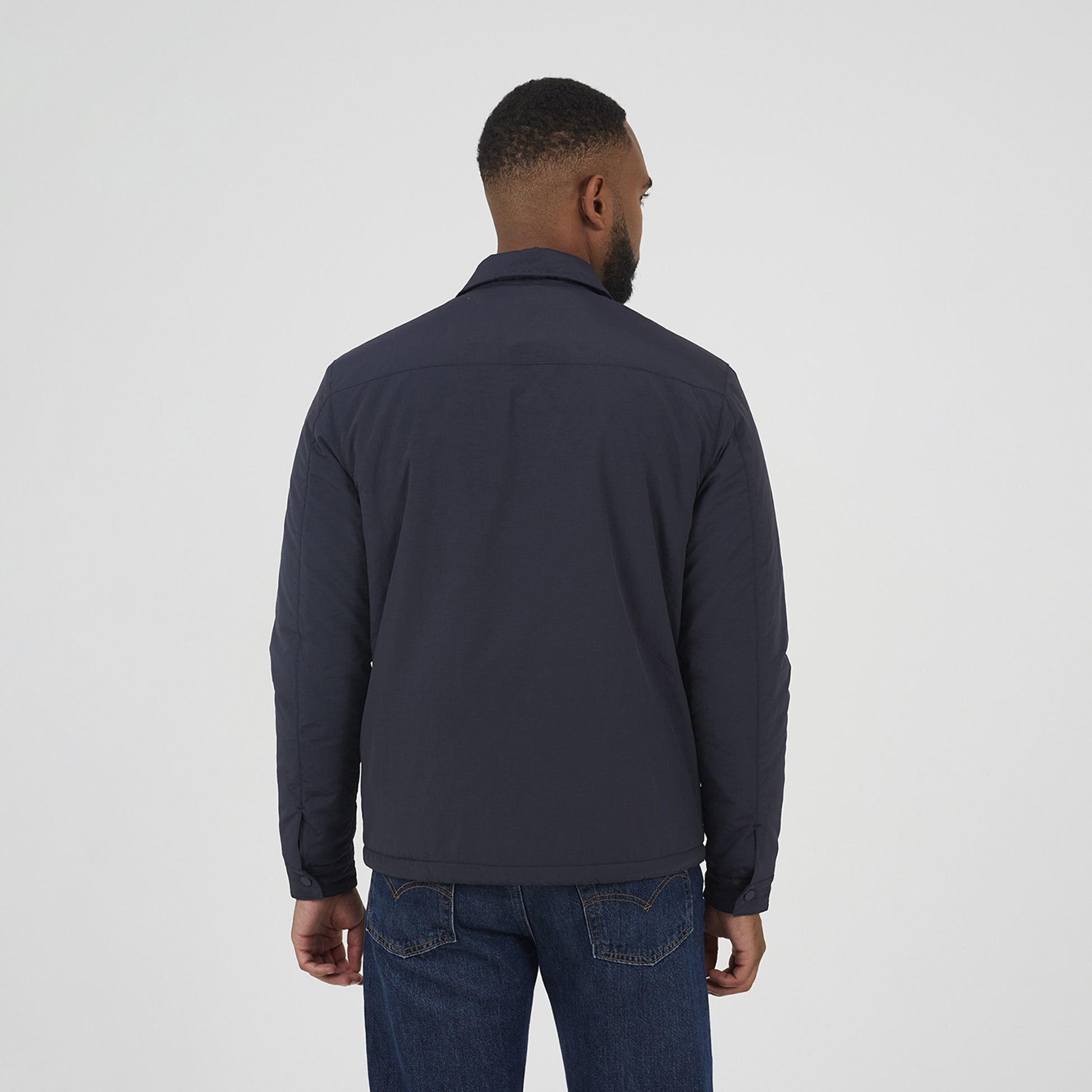 Brave Soul Navy Borg Lined Zip-Up Shacket - Navy Image 2