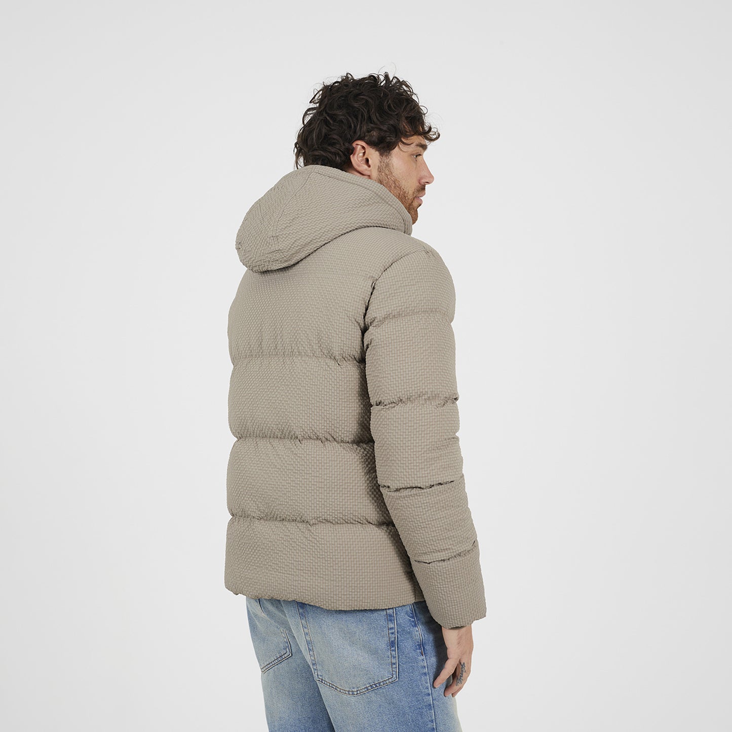 Brave Soul Taupe Hooded Padded Jacket - Taupe Image 2