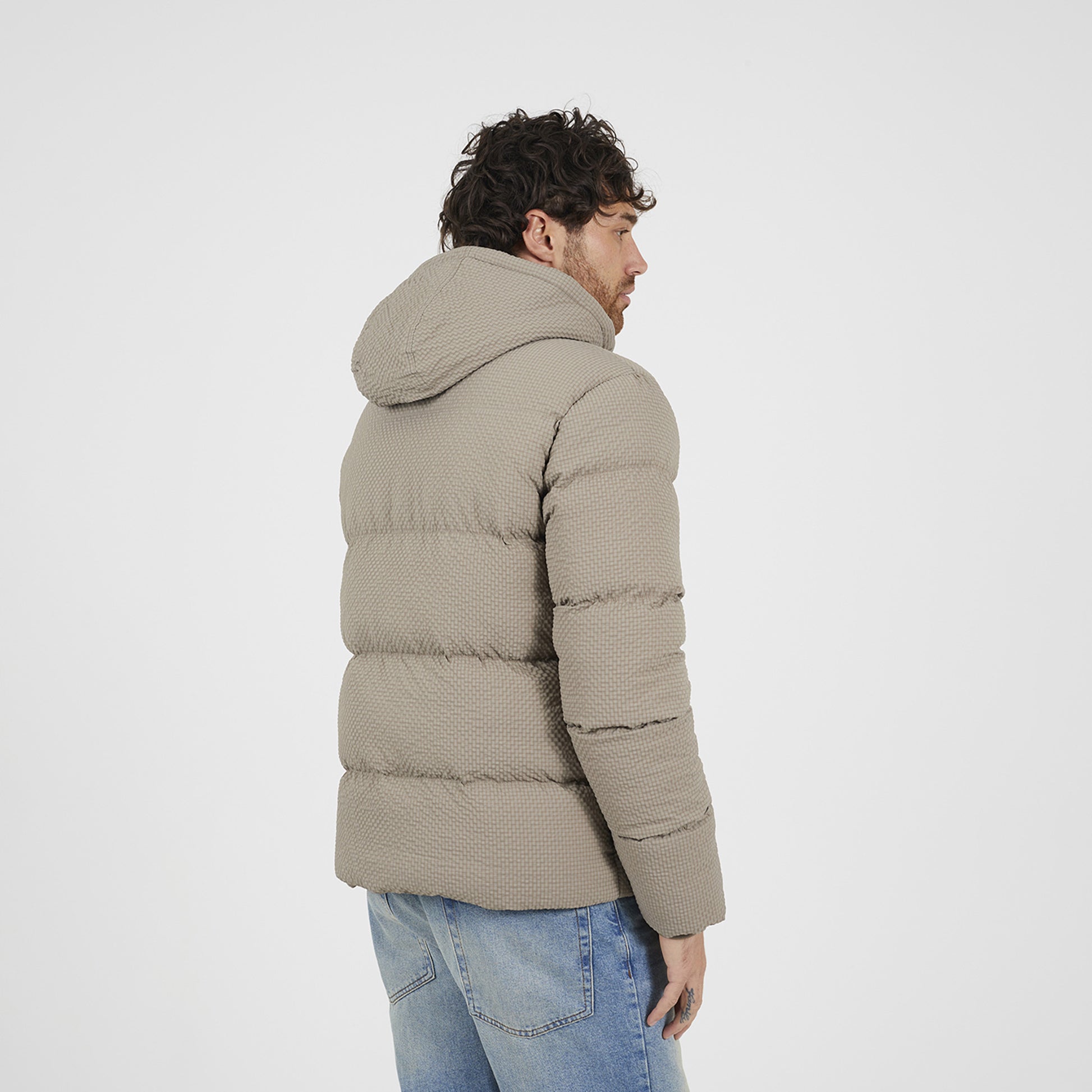 Brave Soul Taupe Hooded Padded Jacket - Taupe Image 2
