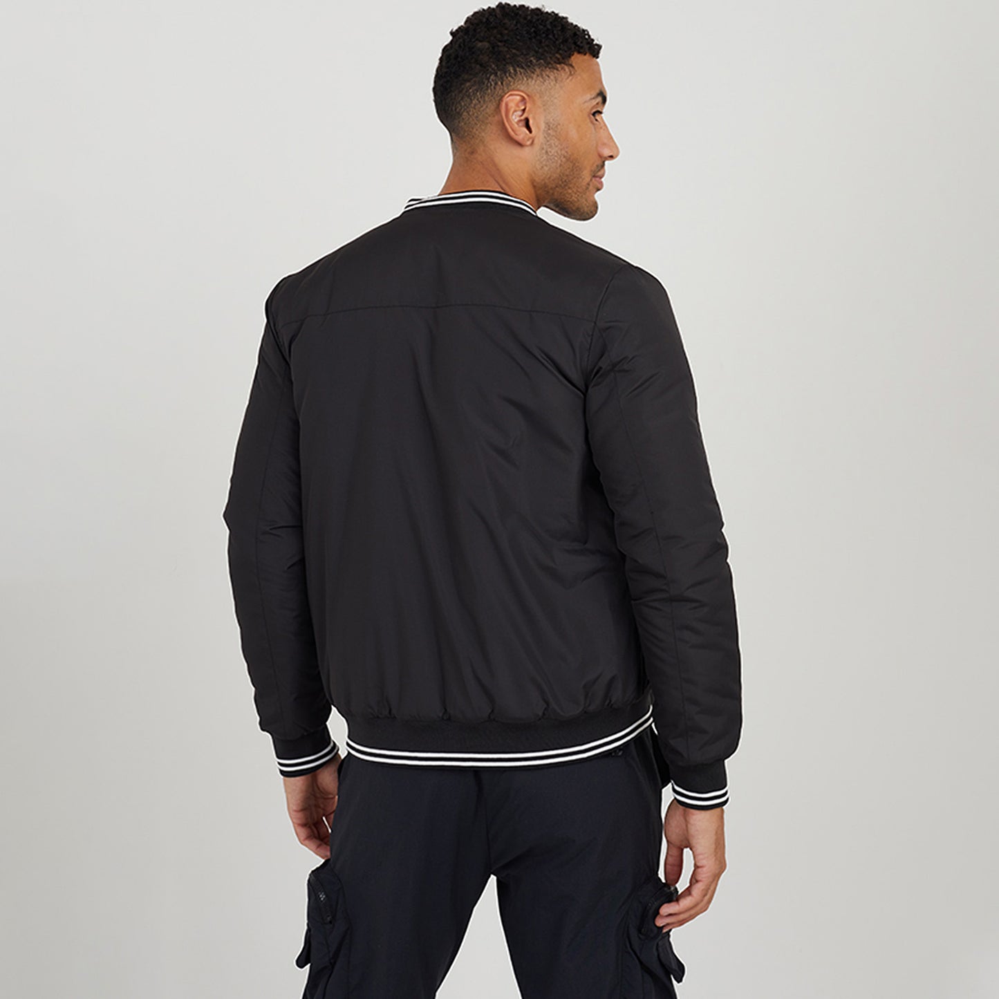 Brave Soul Black Zip Through Fleece Bomber Jacket - Black Image 2