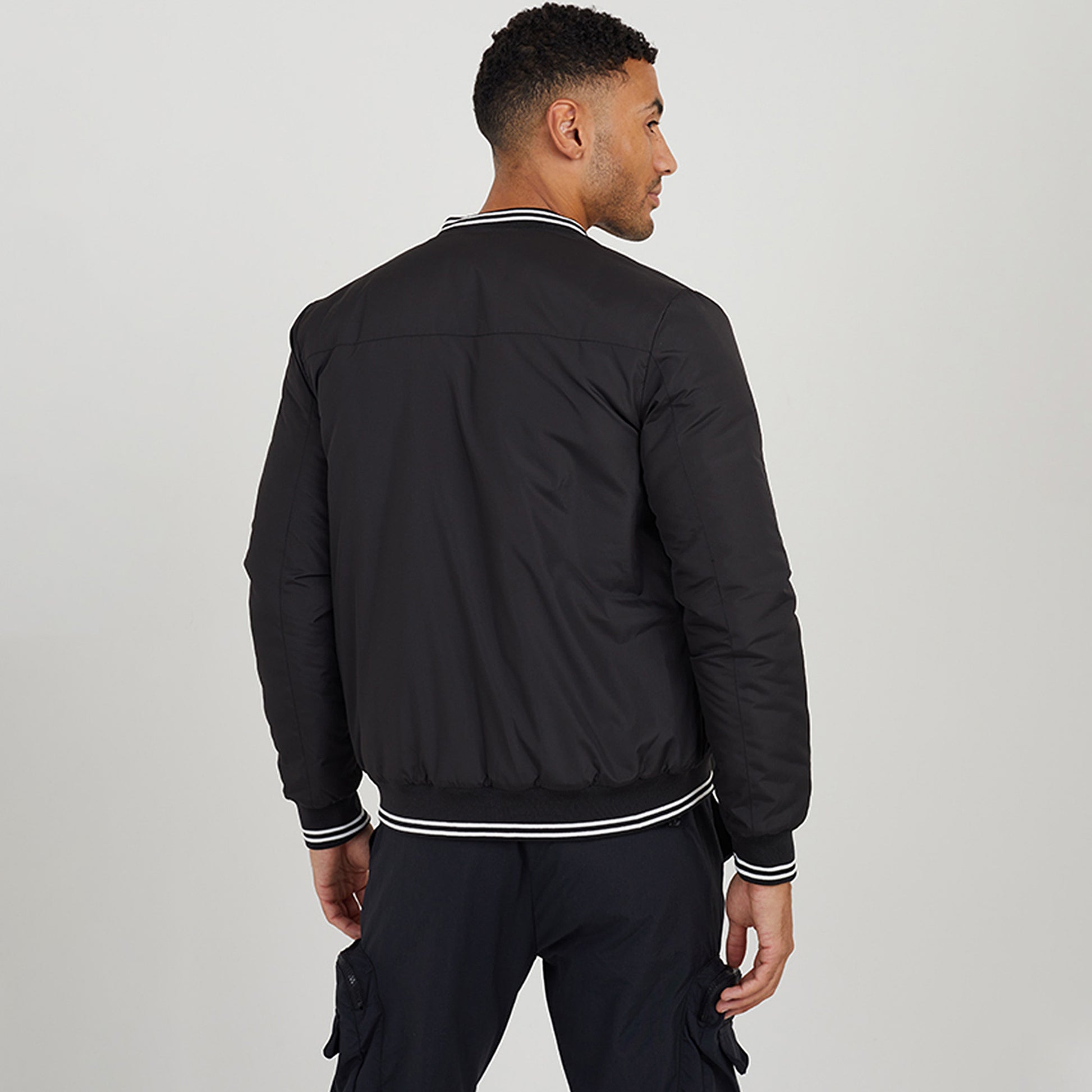Brave Soul Black Zip Through Fleece Bomber Jacket - Black Image 2