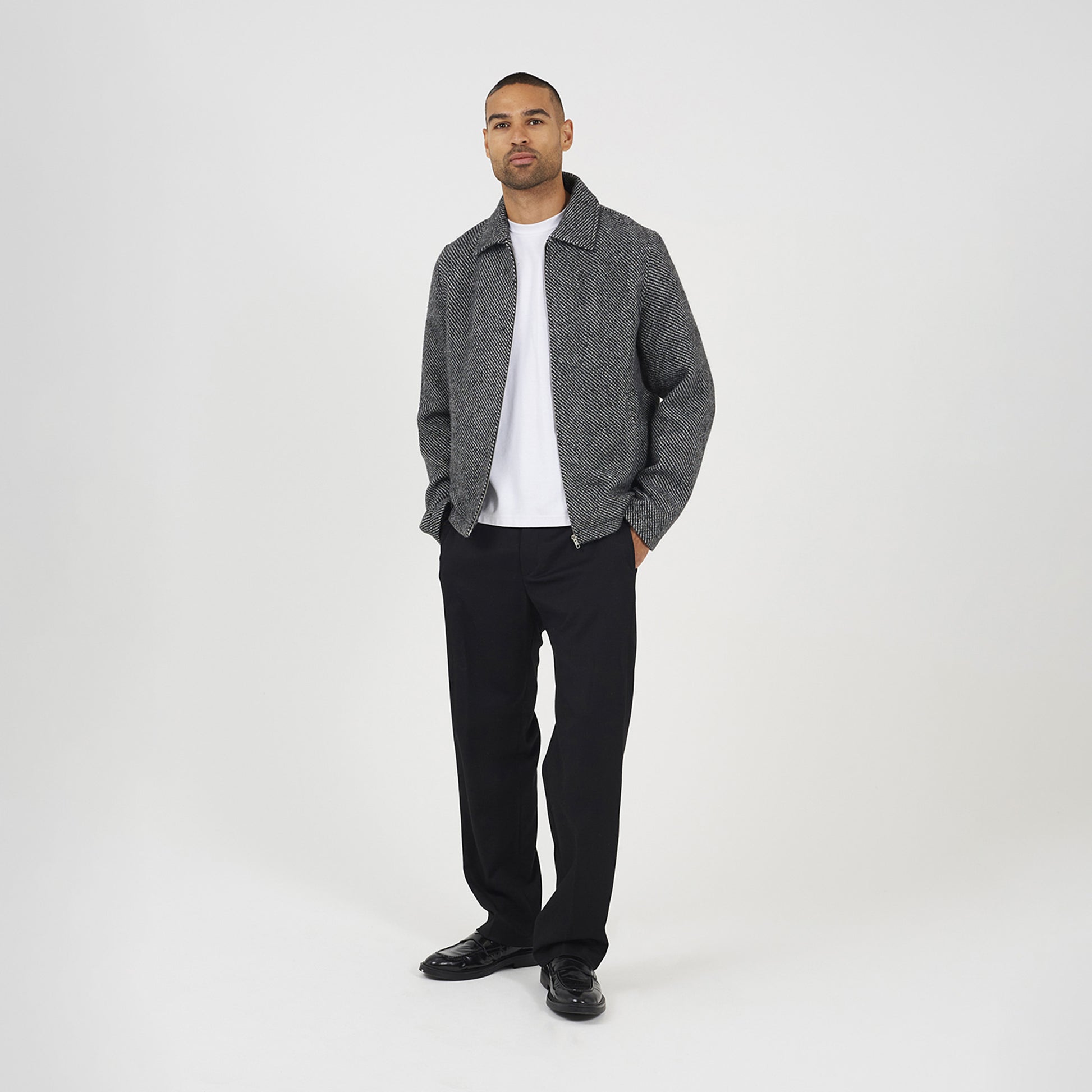 Brave Soul Grey Wool-Look Harrington Jacket - Grey Image 3
