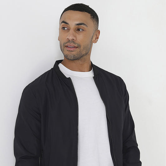 Brave Soul Black Bomber Jacket - Black Image 1