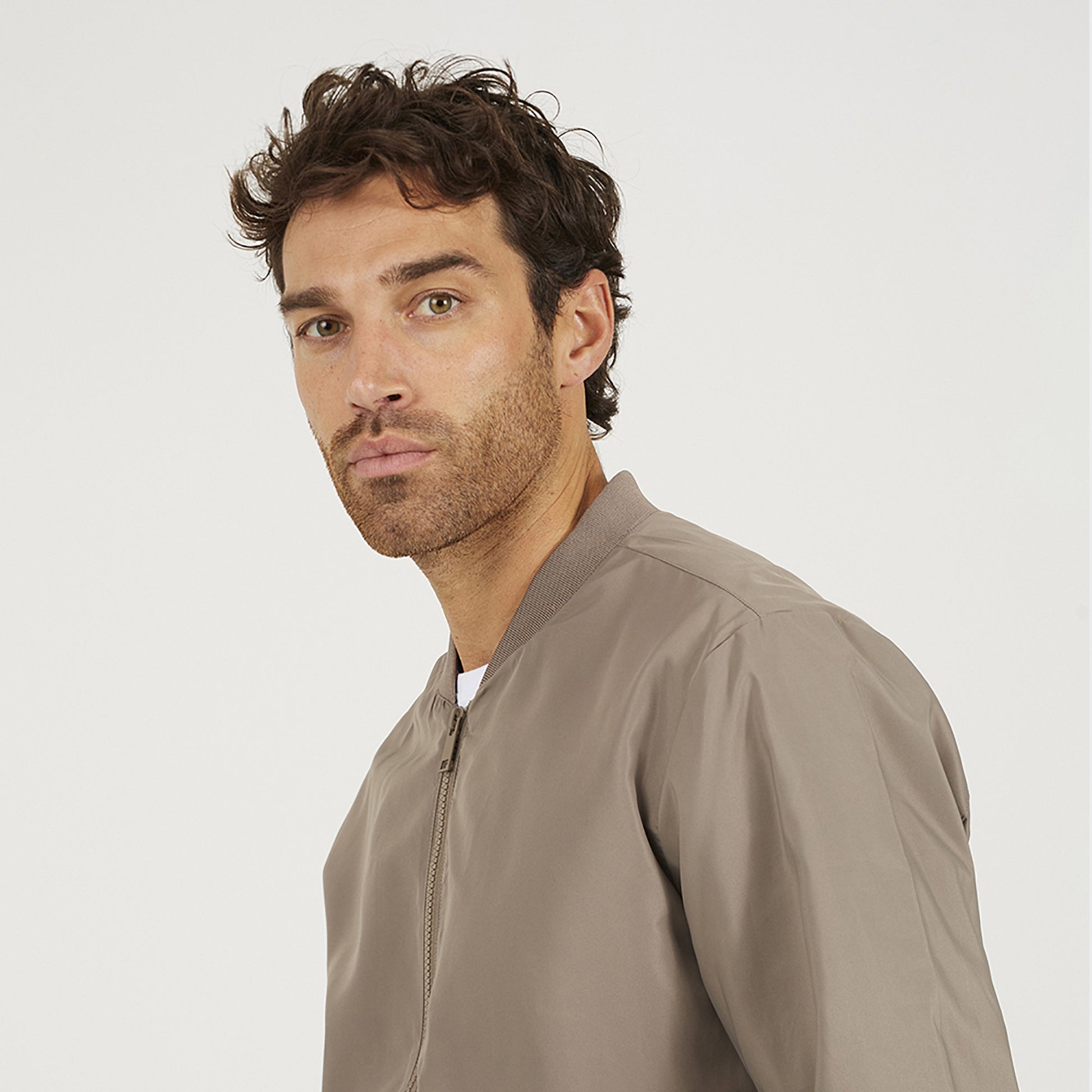 Brave Soul Taupe Bomber Jacket - Taupe Image 4