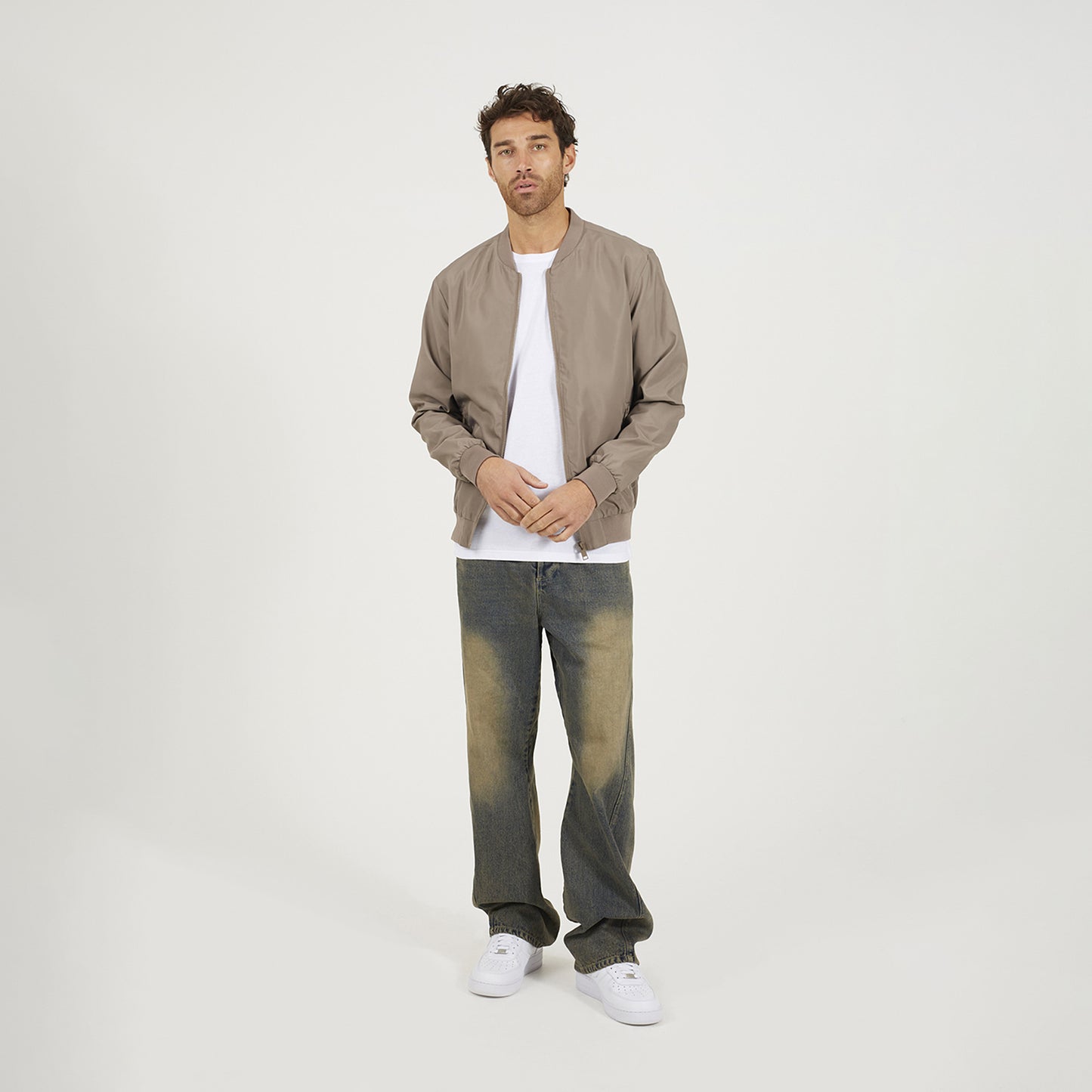 Brave Soul Taupe Bomber Jacket - Taupe Image 3