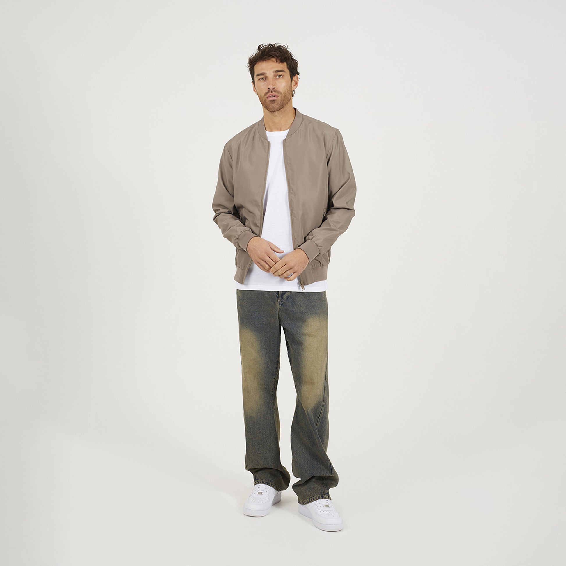 Brave Soul Taupe Bomber Jacket - Taupe Image 3
