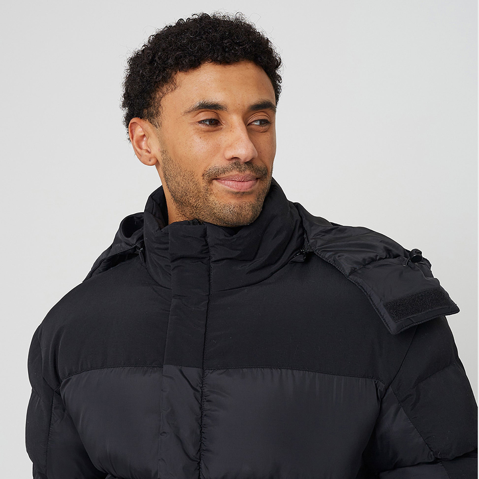 Brave Soul Black Oversized Hooded Padded Jacket - Black Image 4