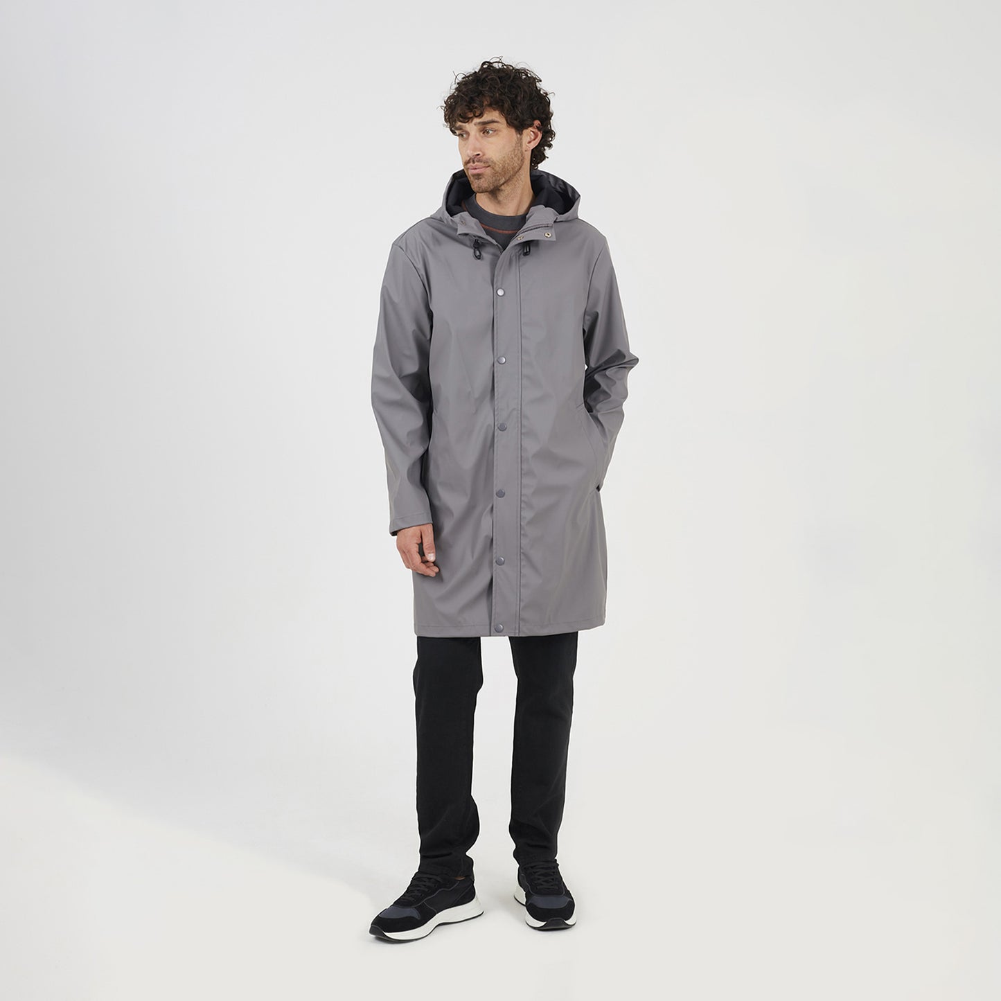 Brave Soul Grey Rubberised Hooded Parka Style Jacket - Grey Image 3