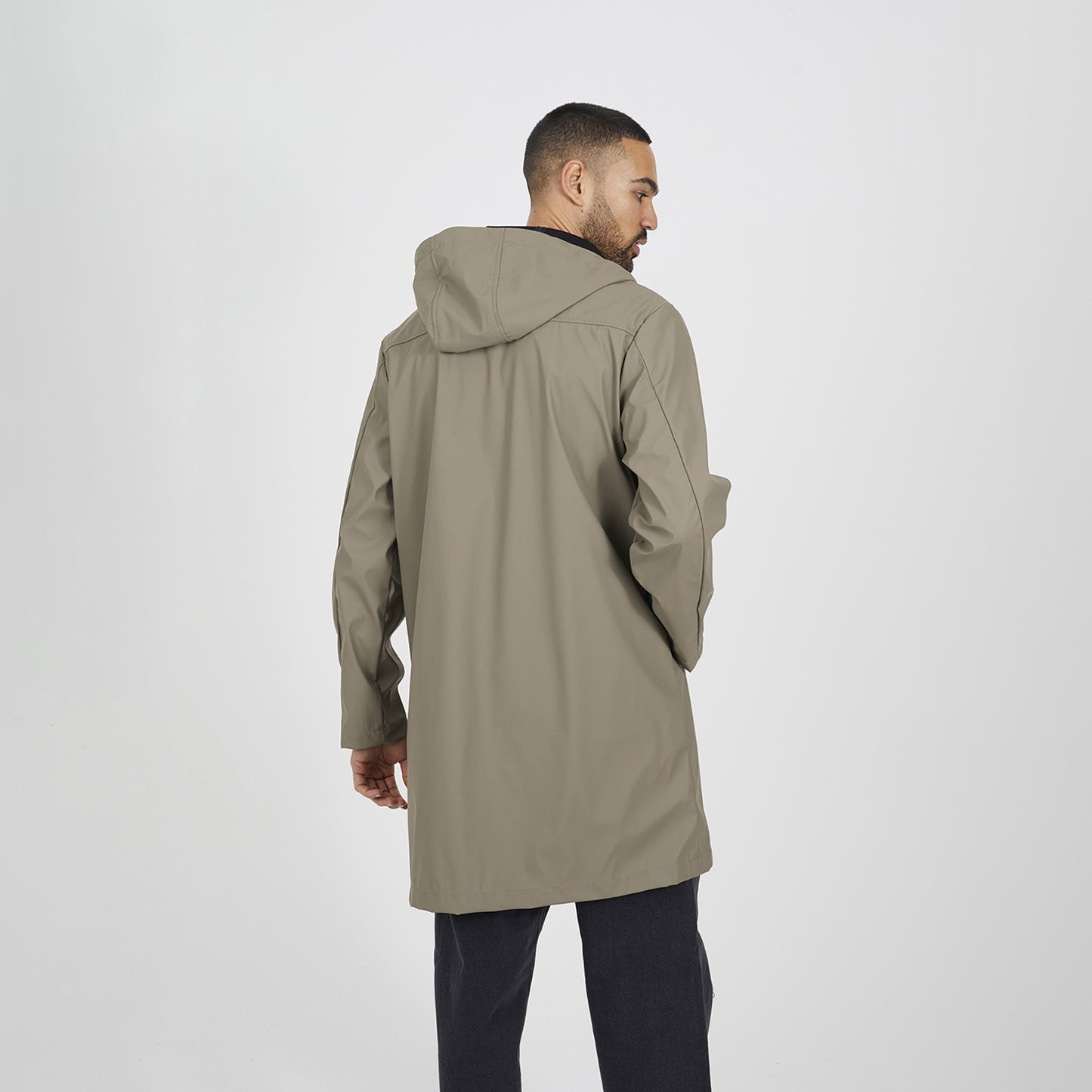 Brave Soul Taupe Rubberised Hooded Parka Style Jacket - Taupe Image 2