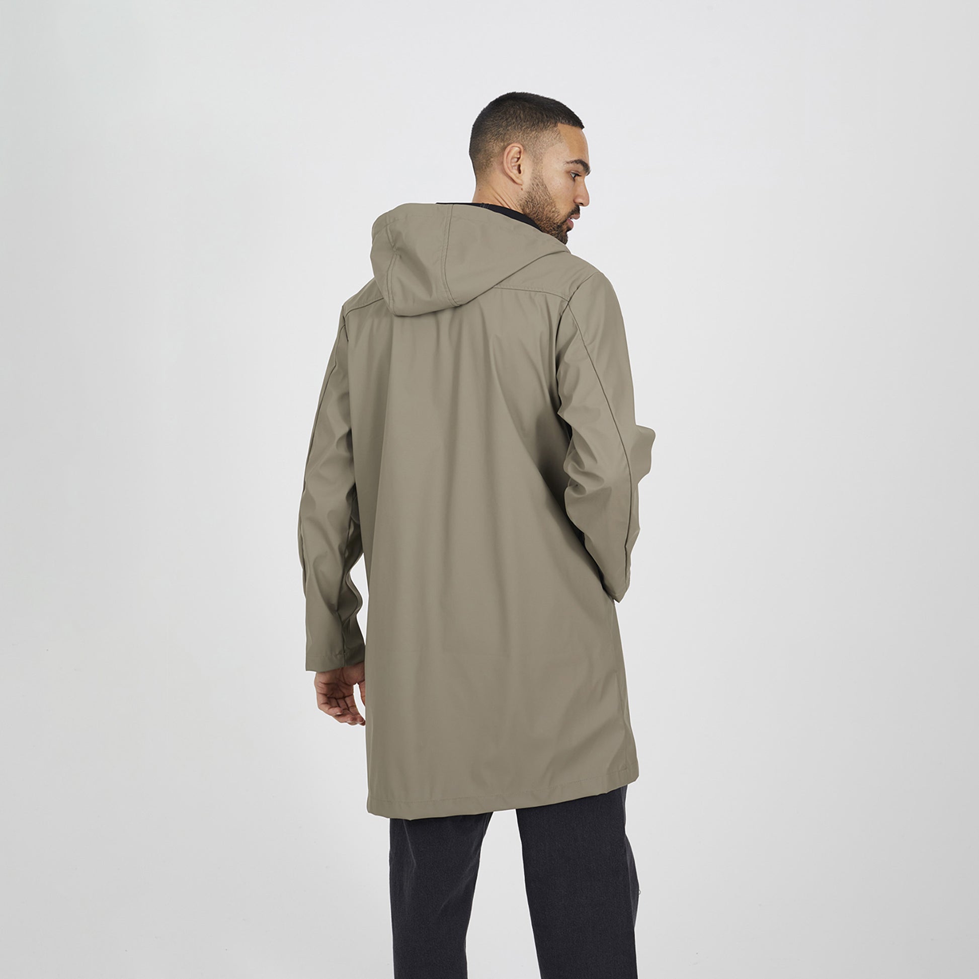 Brave Soul Taupe Rubberised Hooded Parka Style Jacket - Taupe Image 2