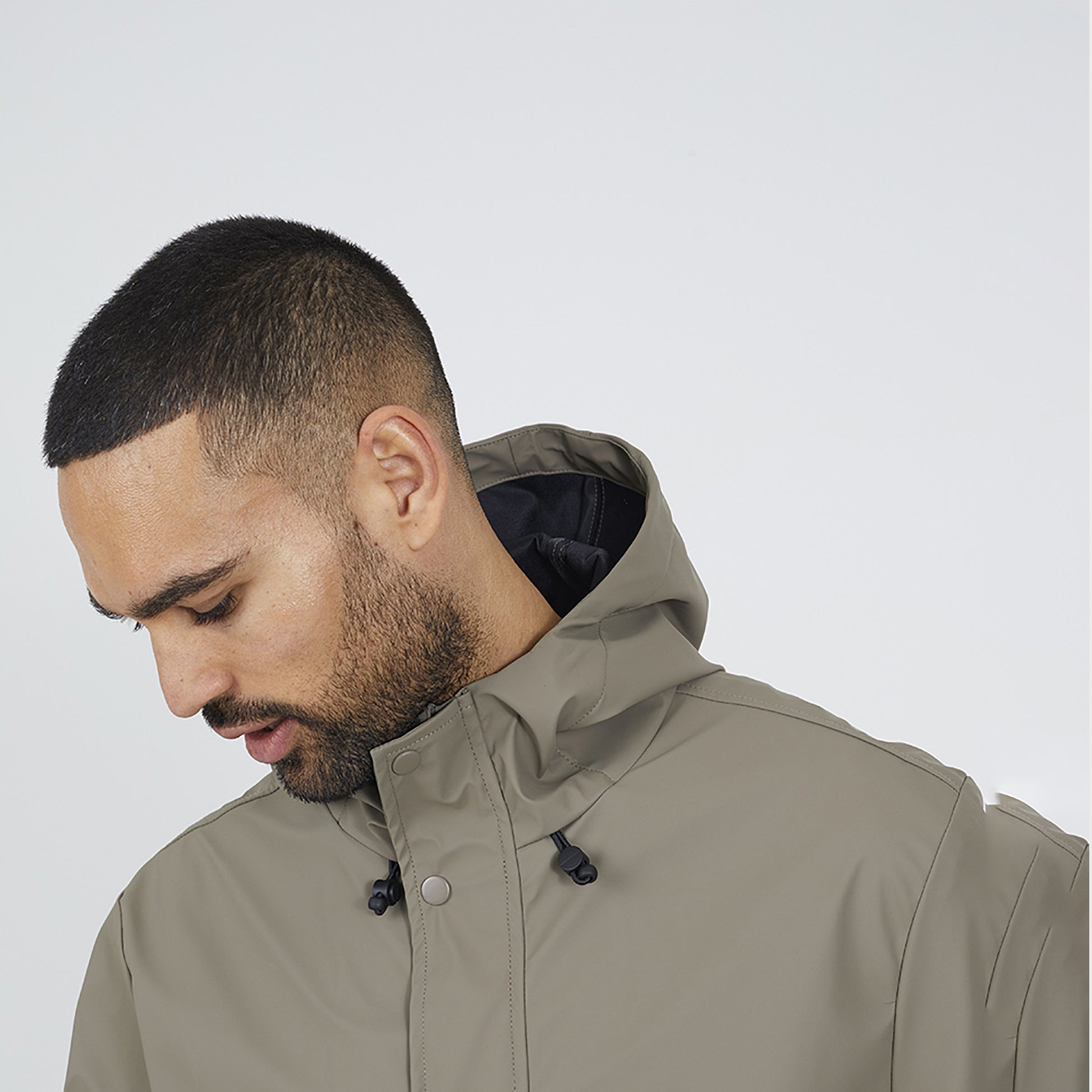 Brave Soul Taupe Rubberised Hooded Parka Style Jacket - Taupe Image 4
