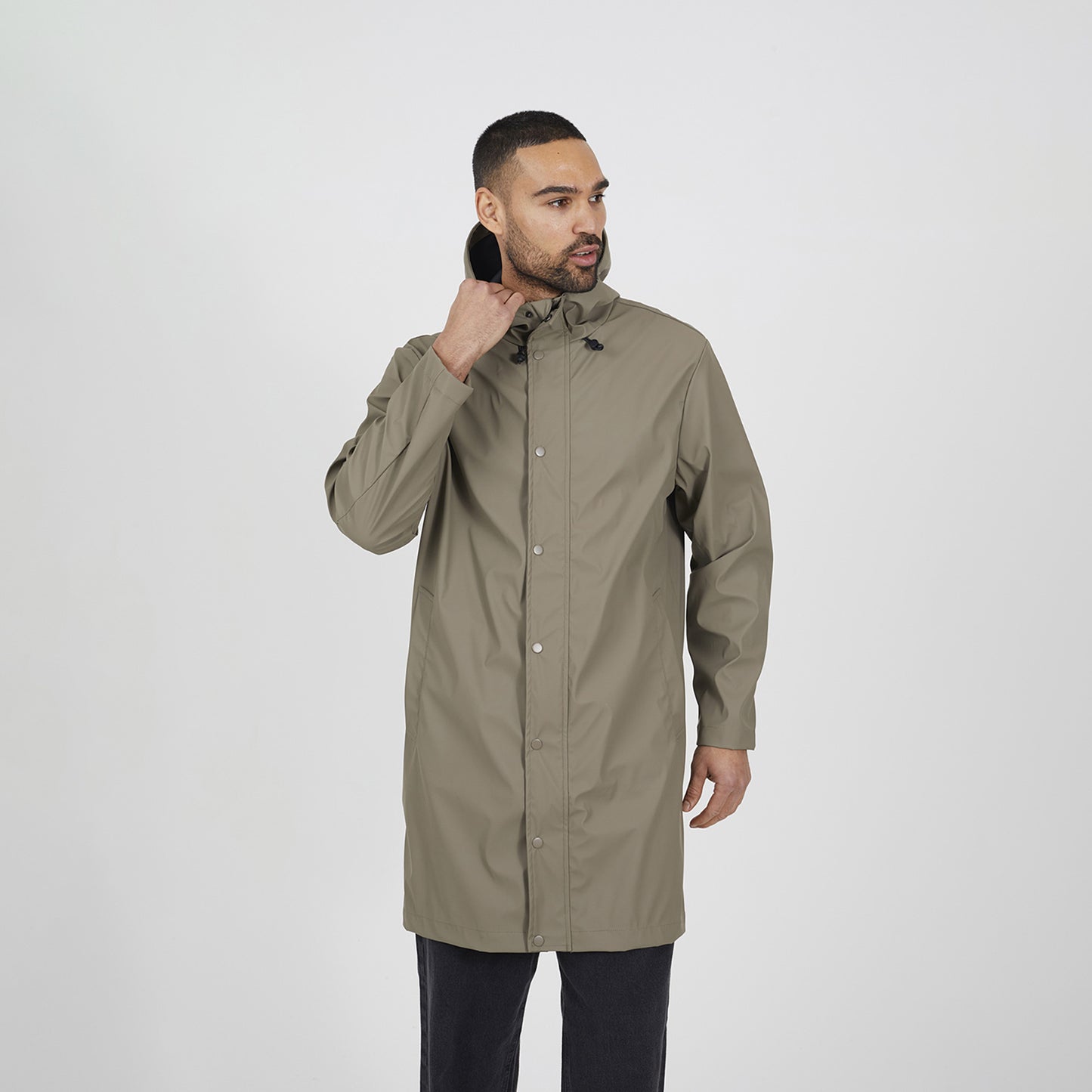 Brave Soul Taupe Rubberised Hooded Parka Style Jacket - Taupe Image 1