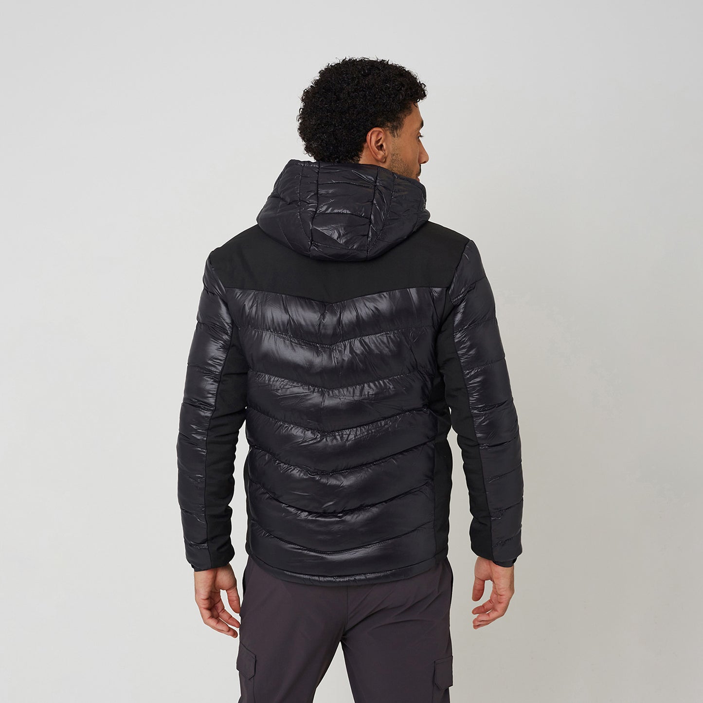 Brave Soul Black Hooded Quilted Jacket - Black Image 2