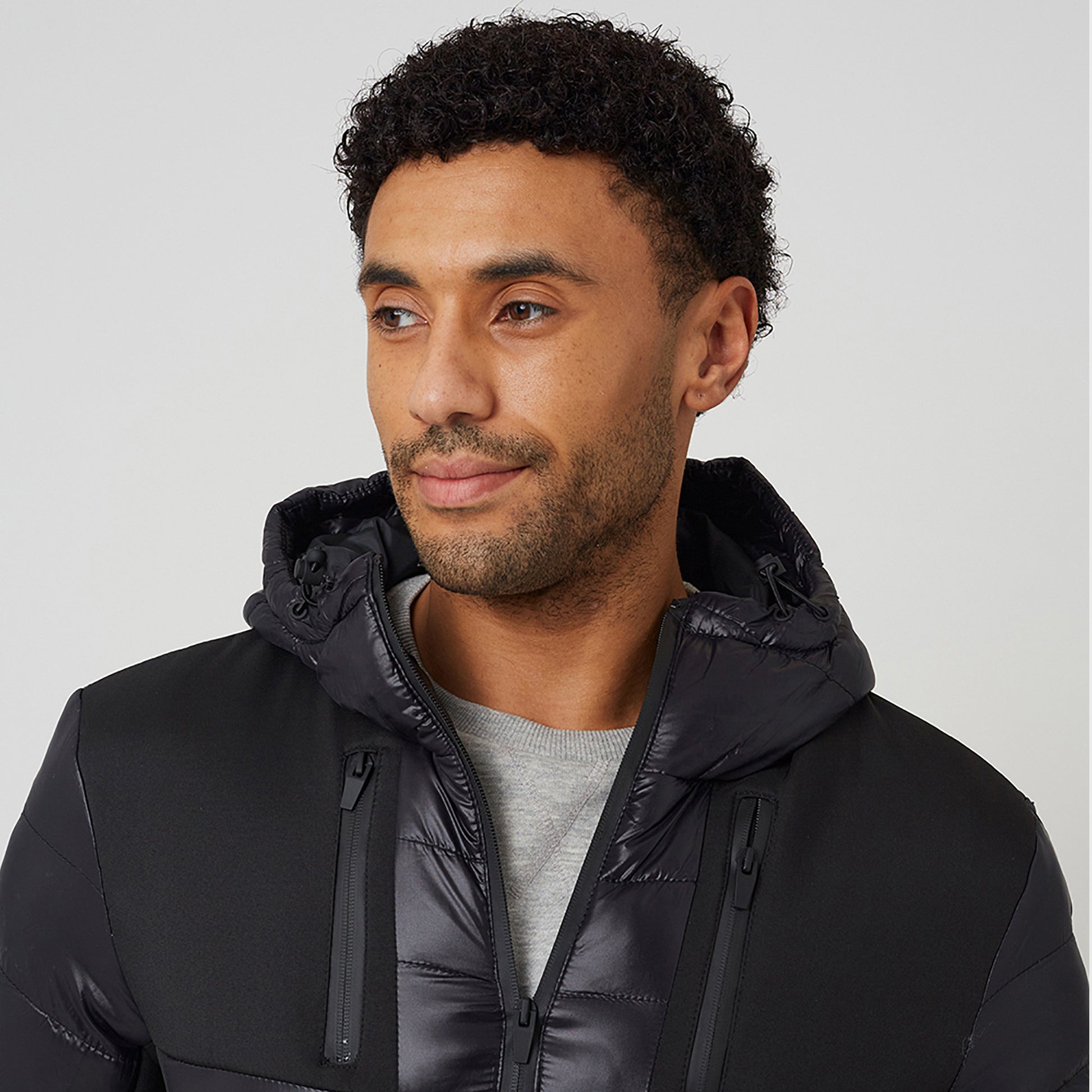 Brave Soul Black Hooded Quilted Jacket - Black Image 4