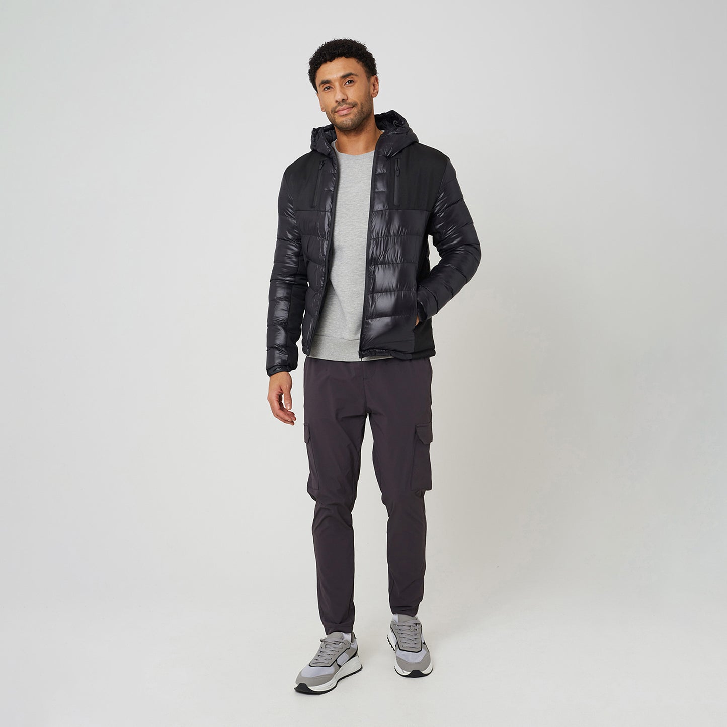 Brave Soul Black Hooded Quilted Jacket - Black Image 3