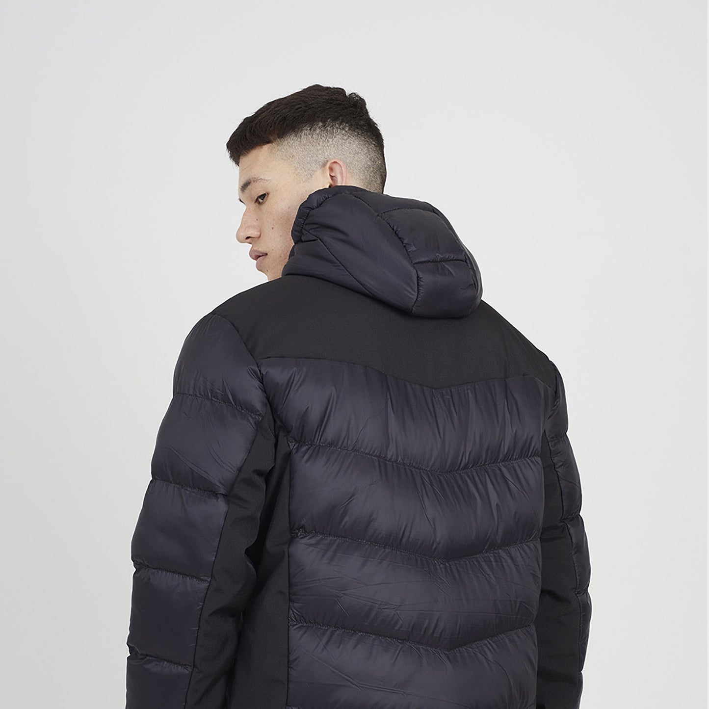Brave Soul Black Longline Quilted Hooded Padded Jacket  - Black Image 2