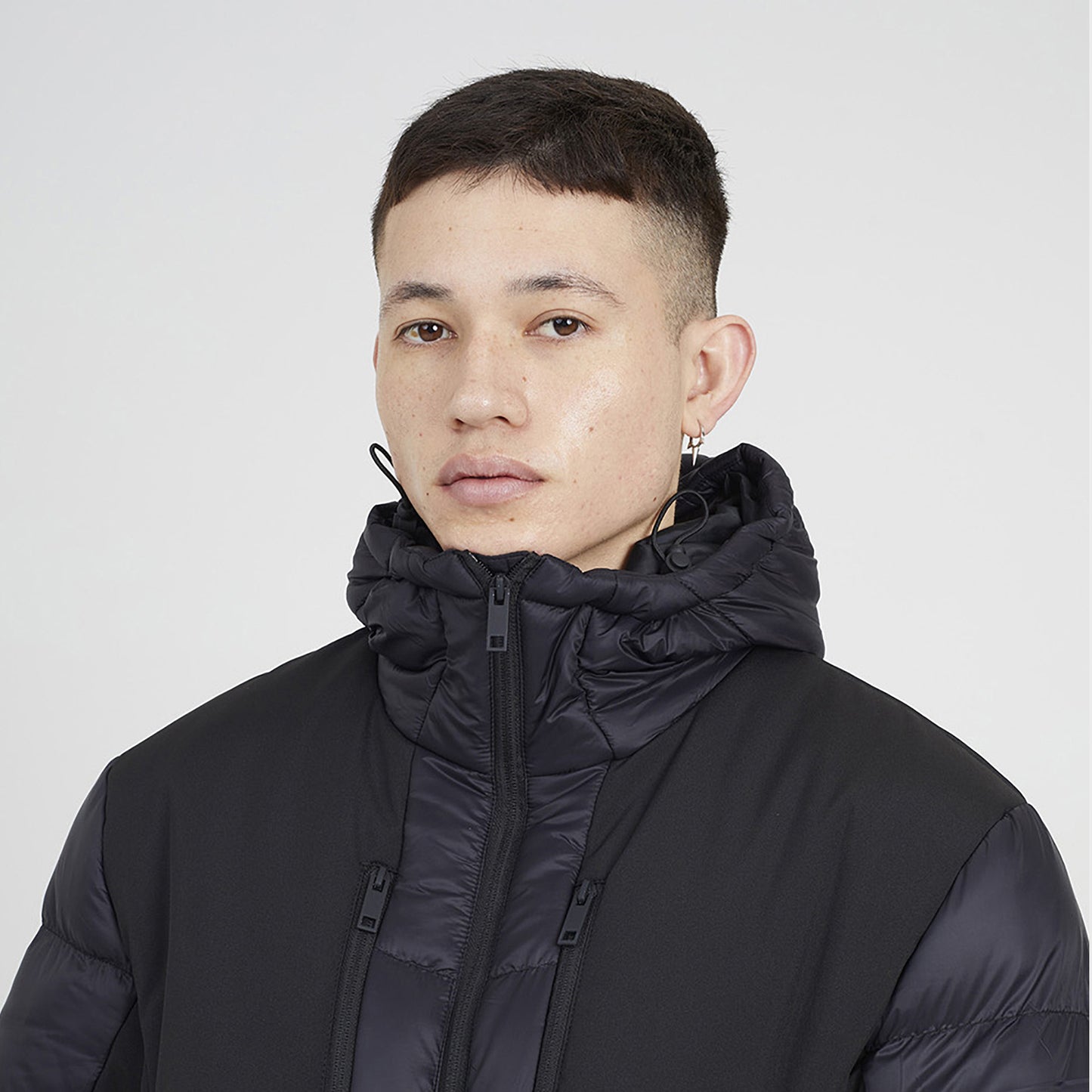 Brave Soul Black Longline Quilted Hooded Padded Jacket  - Black Image 4
