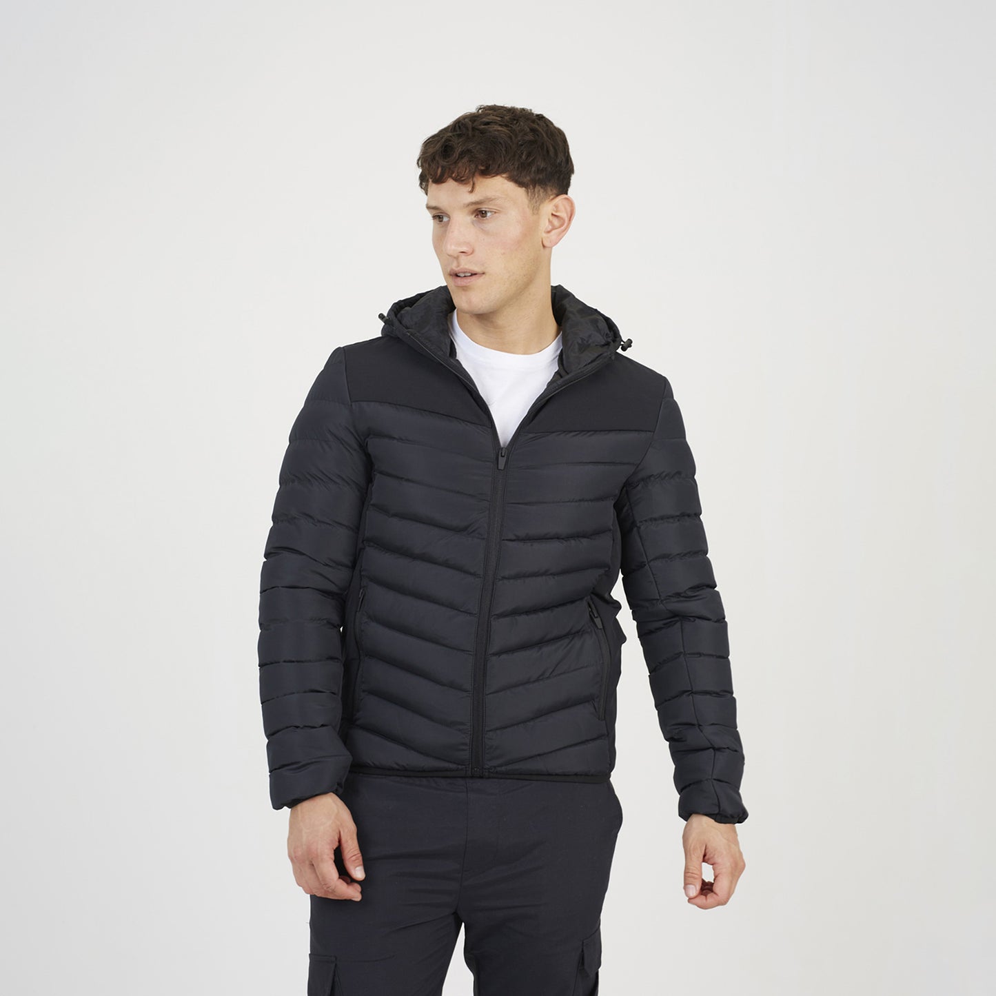 Brave Soul Black Padded Soft Shell Hooded Jacket - Black Image 1