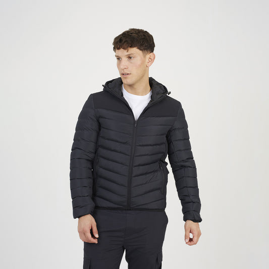 Brave Soul Black Padded Soft Shell Hooded Jacket - Black Image 1