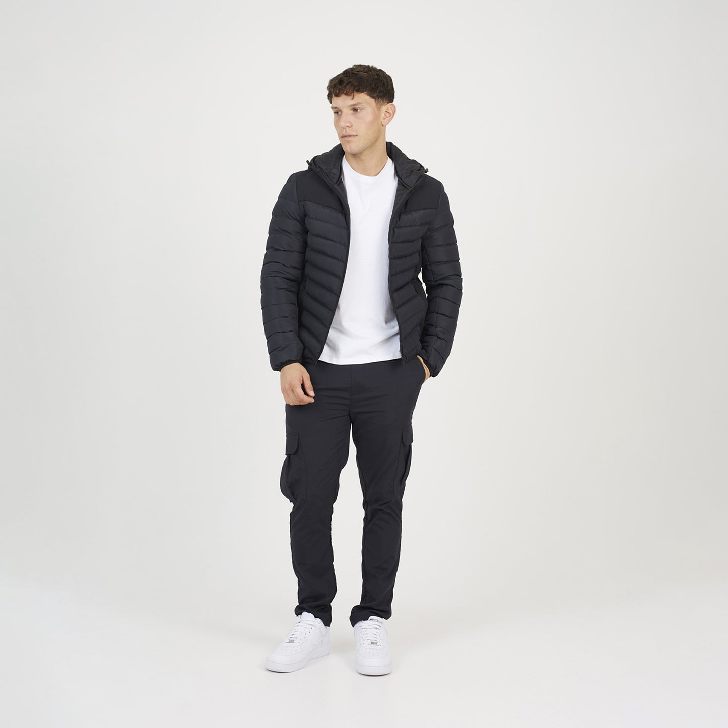 Brave Soul Black Padded Soft Shell Hooded Jacket - Black Image 3