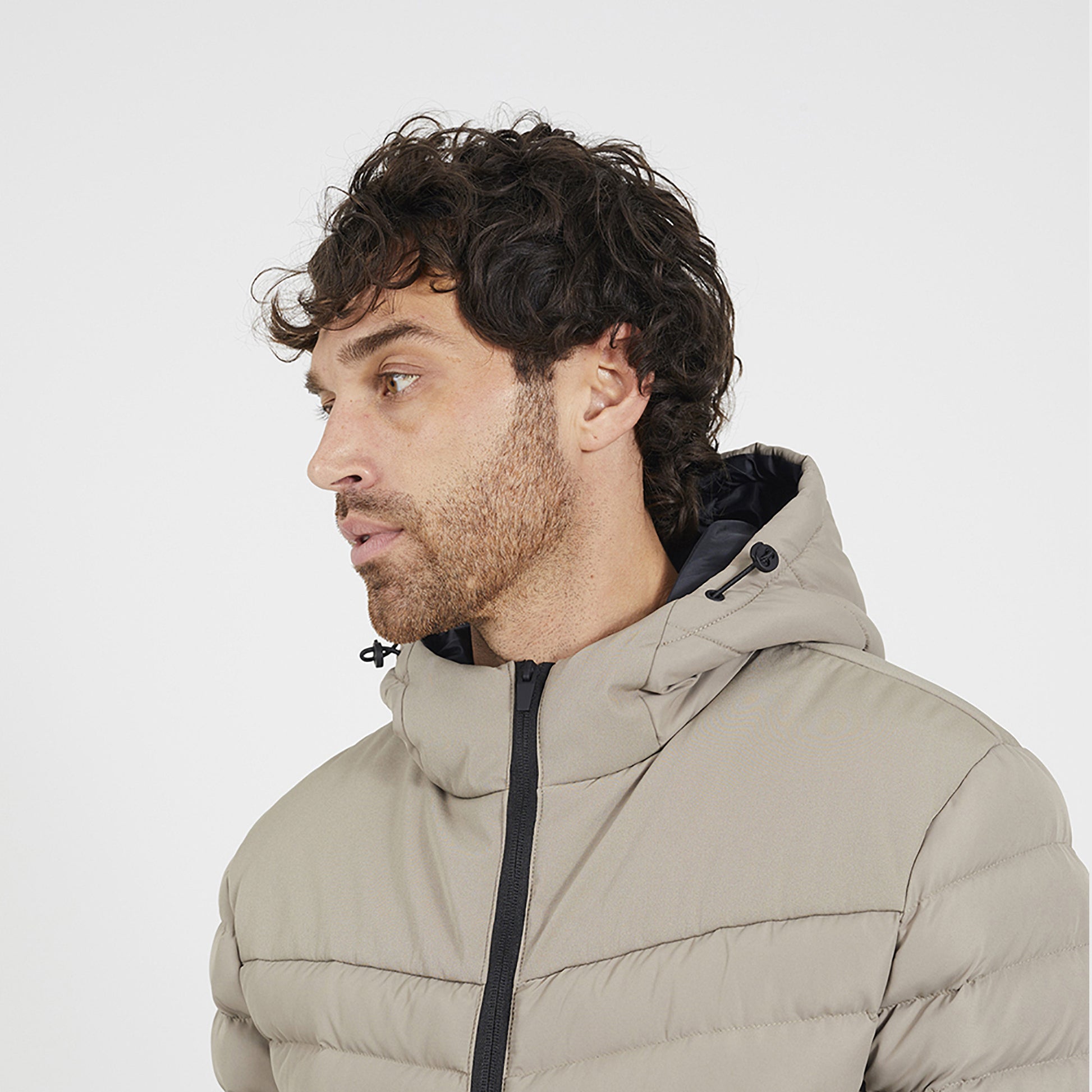 Brave Soul Taupe Padded Hooded Jacket - Taupe Image 4
