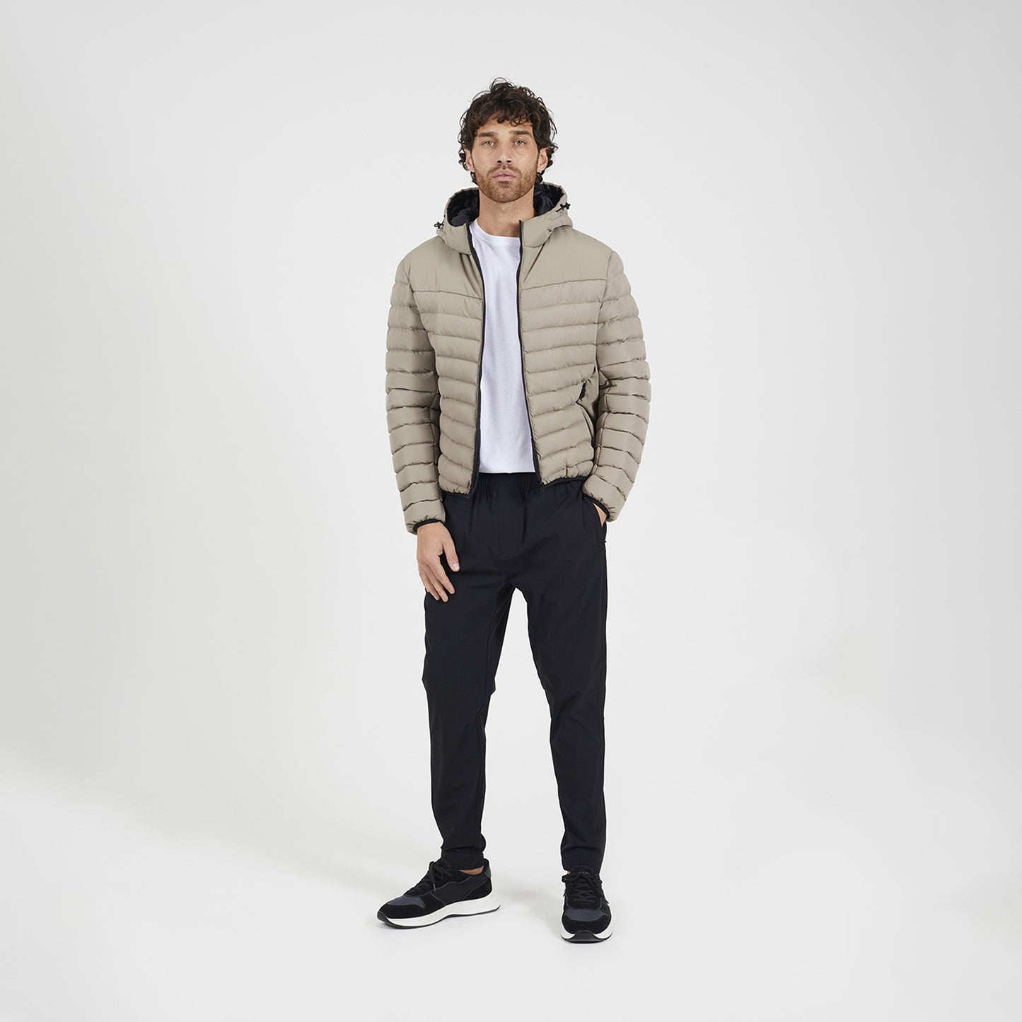 Brave Soul Taupe Padded Hooded Jacket - Taupe Image 3