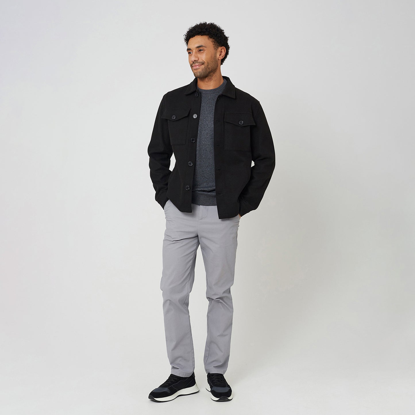 Brave Soul Black Faux Wool Button Through Shacket - Black Image 3